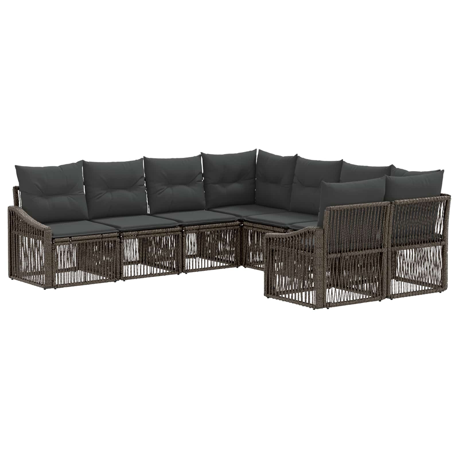 Gartensofa-set 8 stk. 8-Sitzanzahl Grau Poly-Rattan