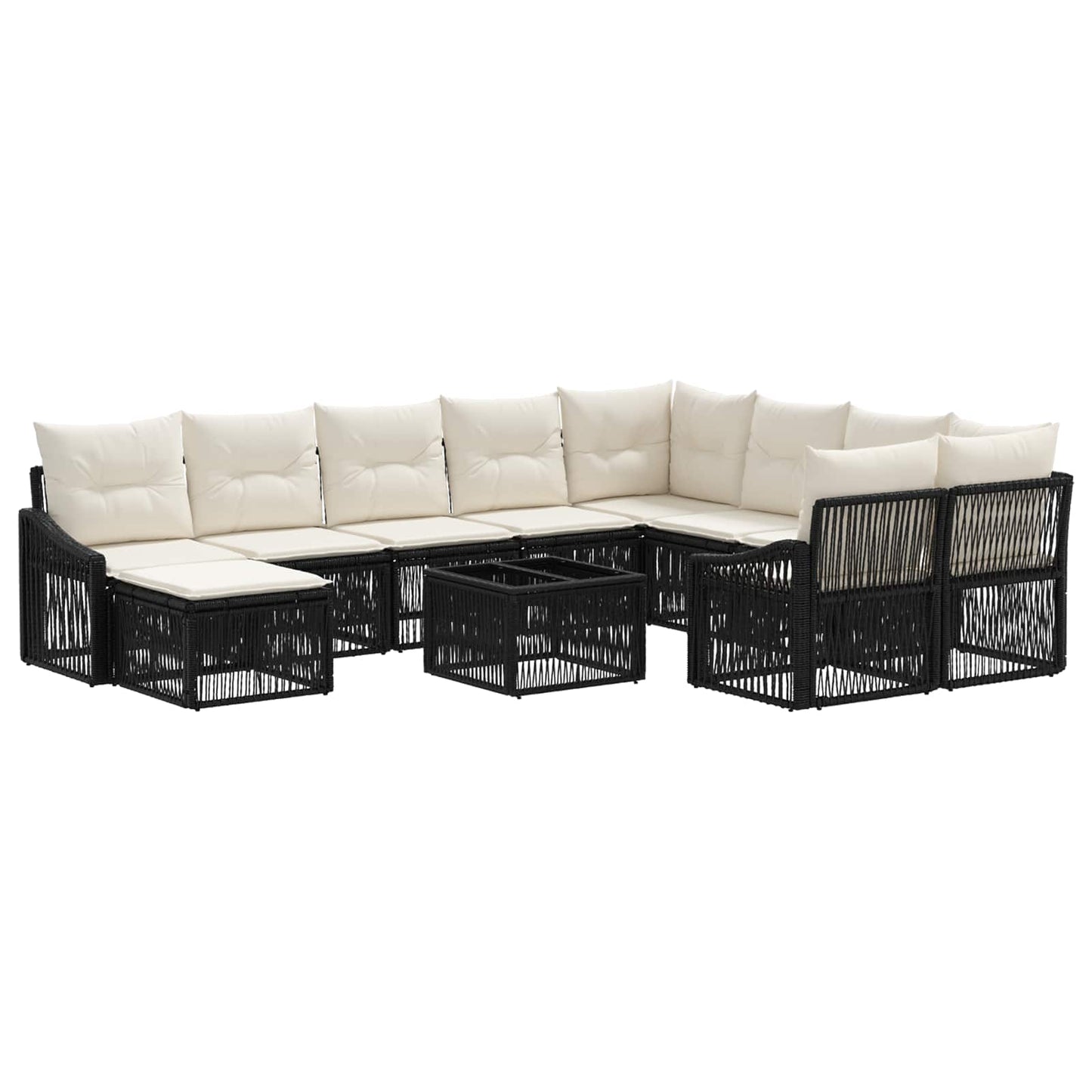 Gartensofa-set 11 stk. Schwarz Poly-Rattan
