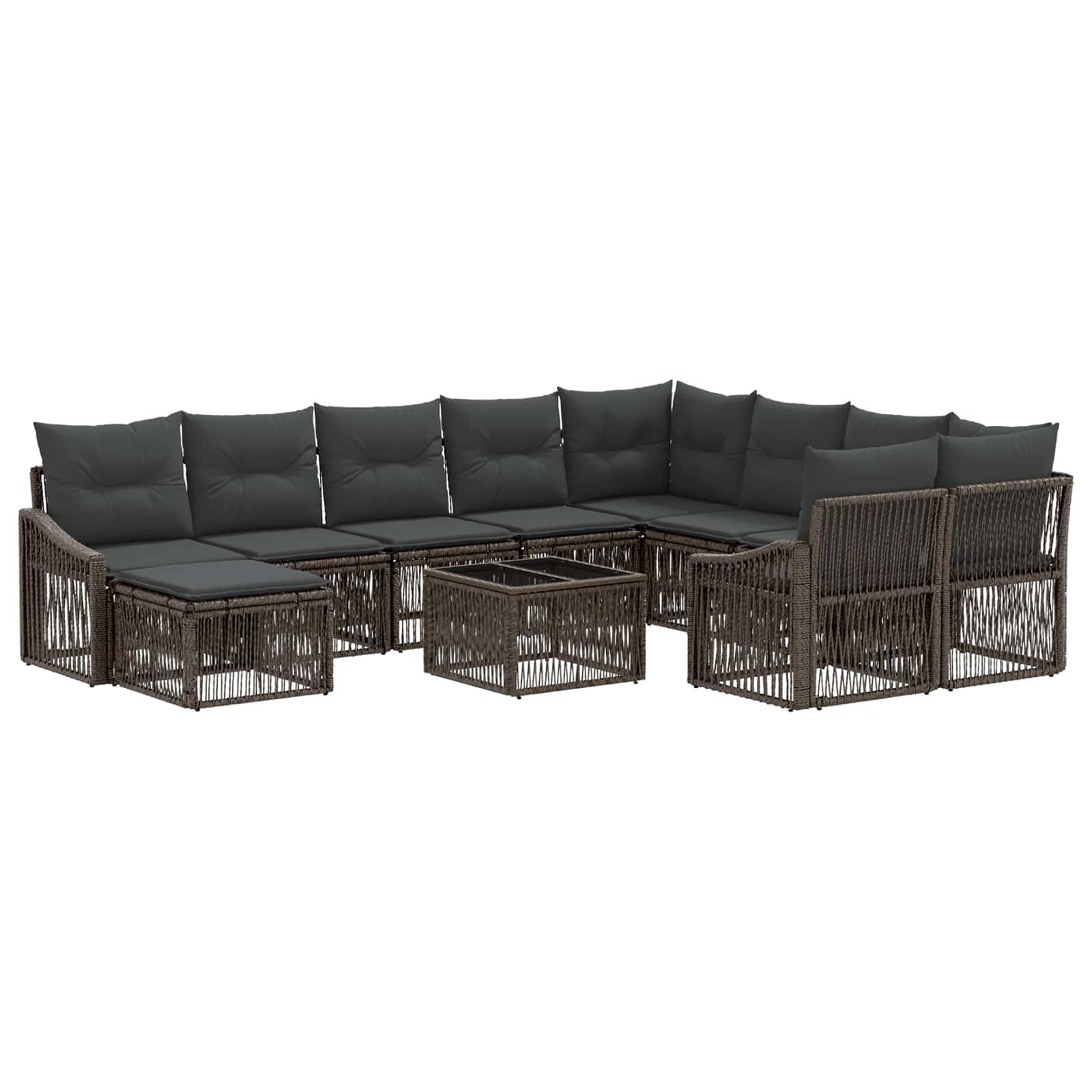 Gartensofa-set 11 stk. Grau Poly-Rattan