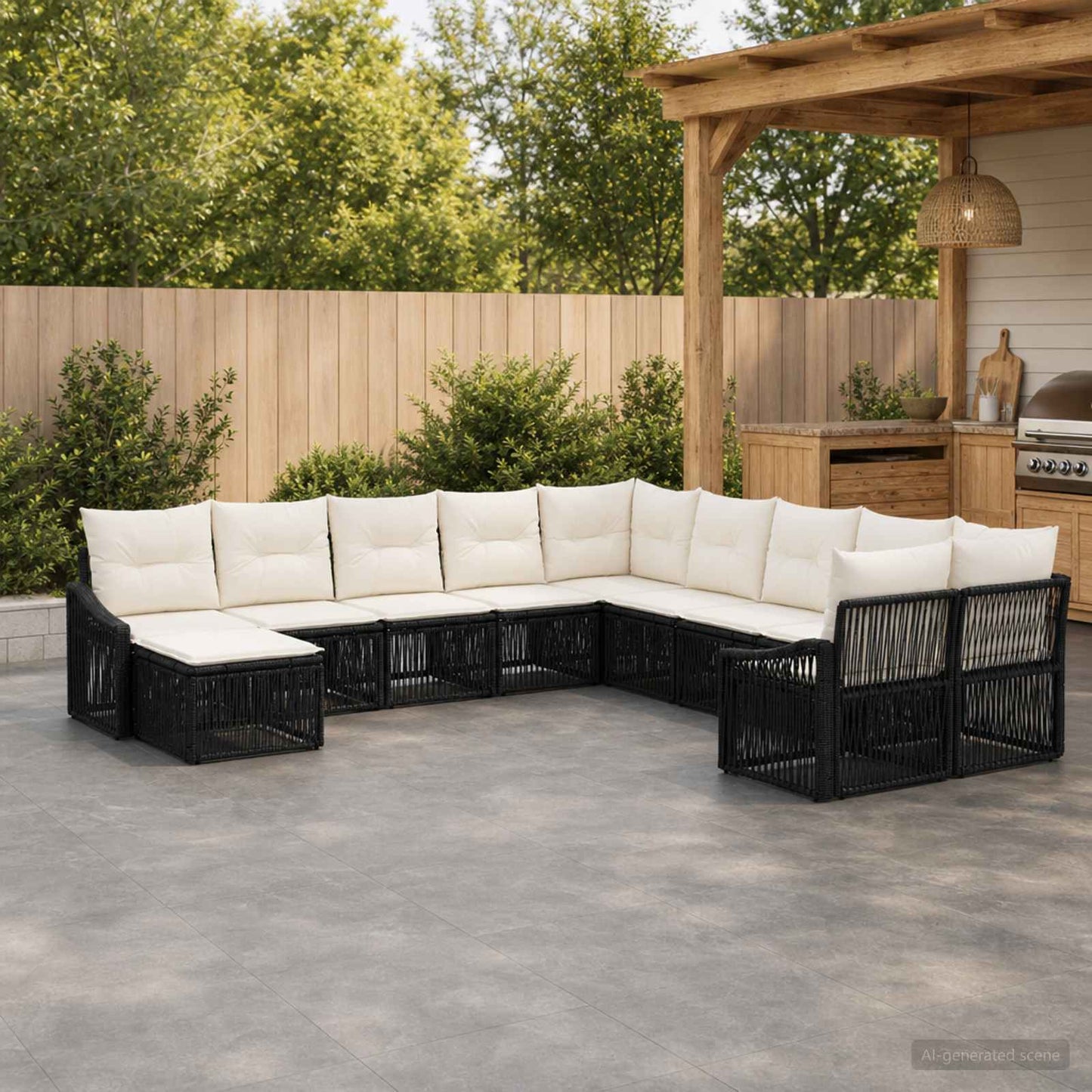 Gartensofa-set 11 stk. Schwarz Poly-Rattan