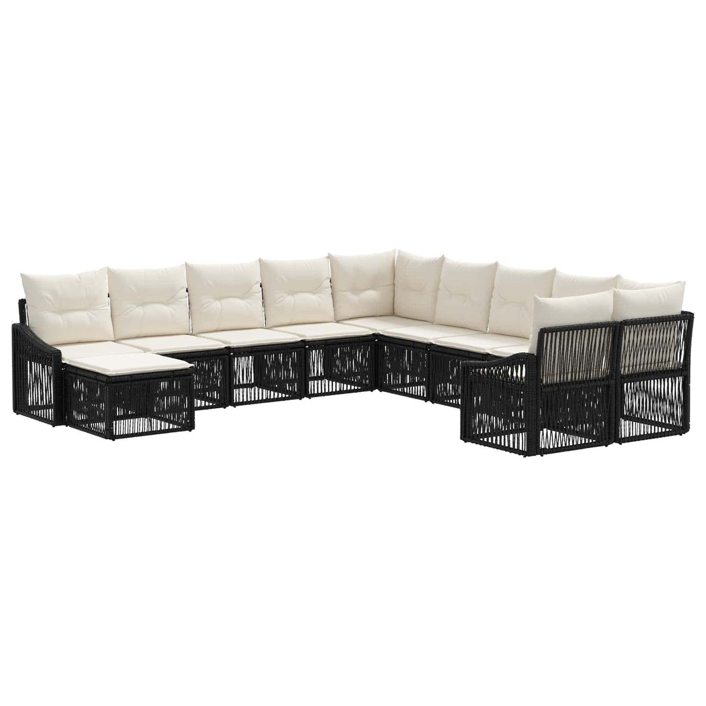 Gartensofa-set 11 stk. Schwarz Poly-Rattan