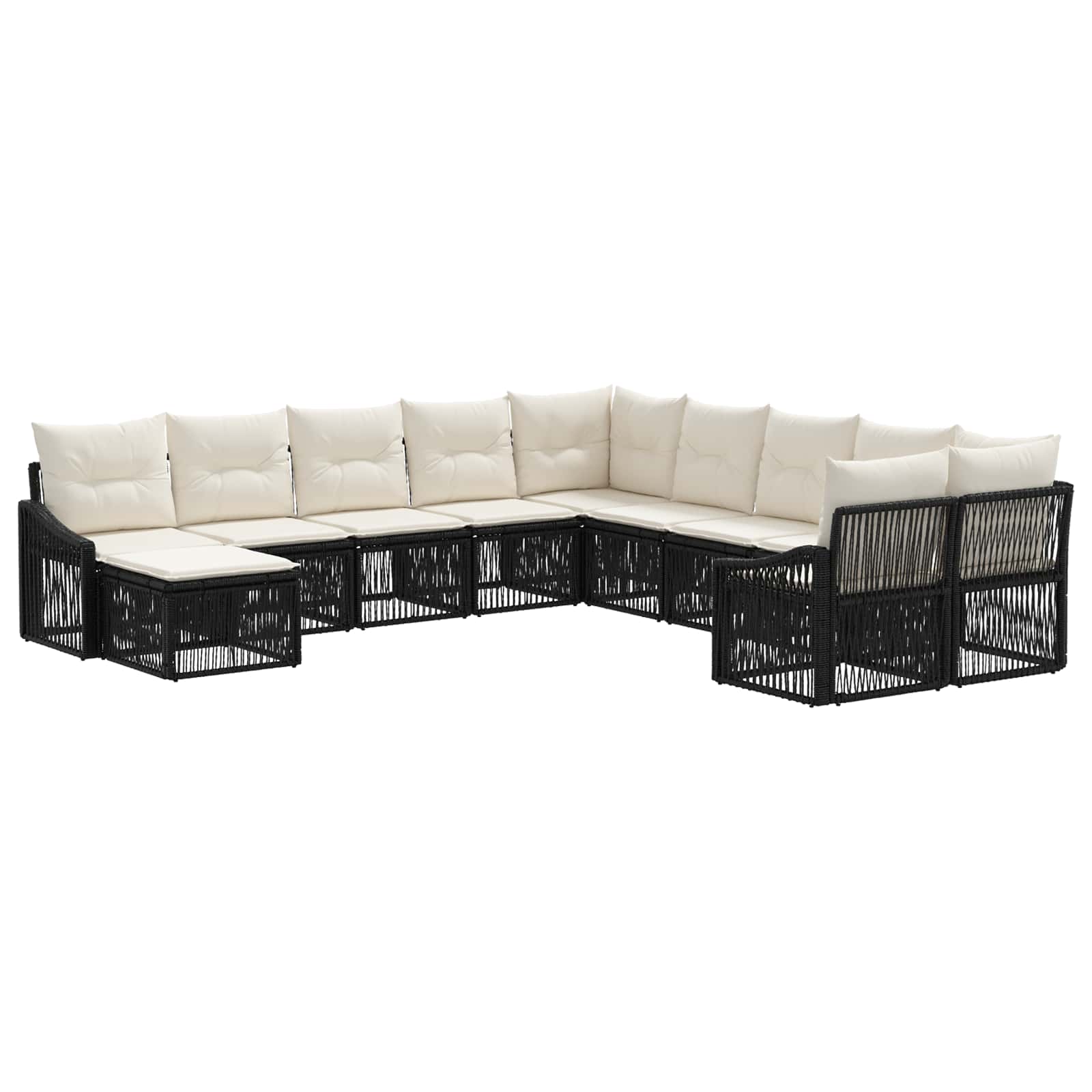 Gartensofa-set 11 stk. Schwarz Poly-Rattan
