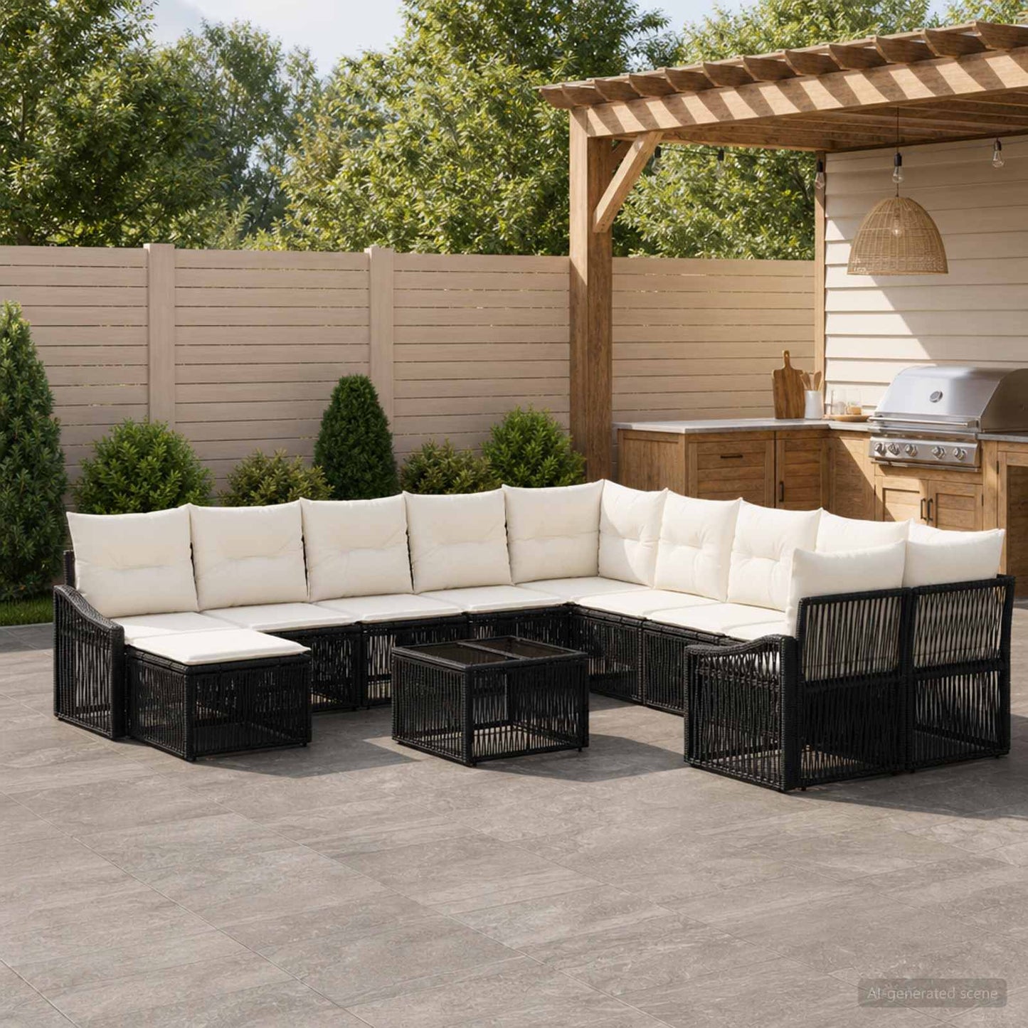 Gartensofa-set 12 stk. Schwarz Poly-Rattan