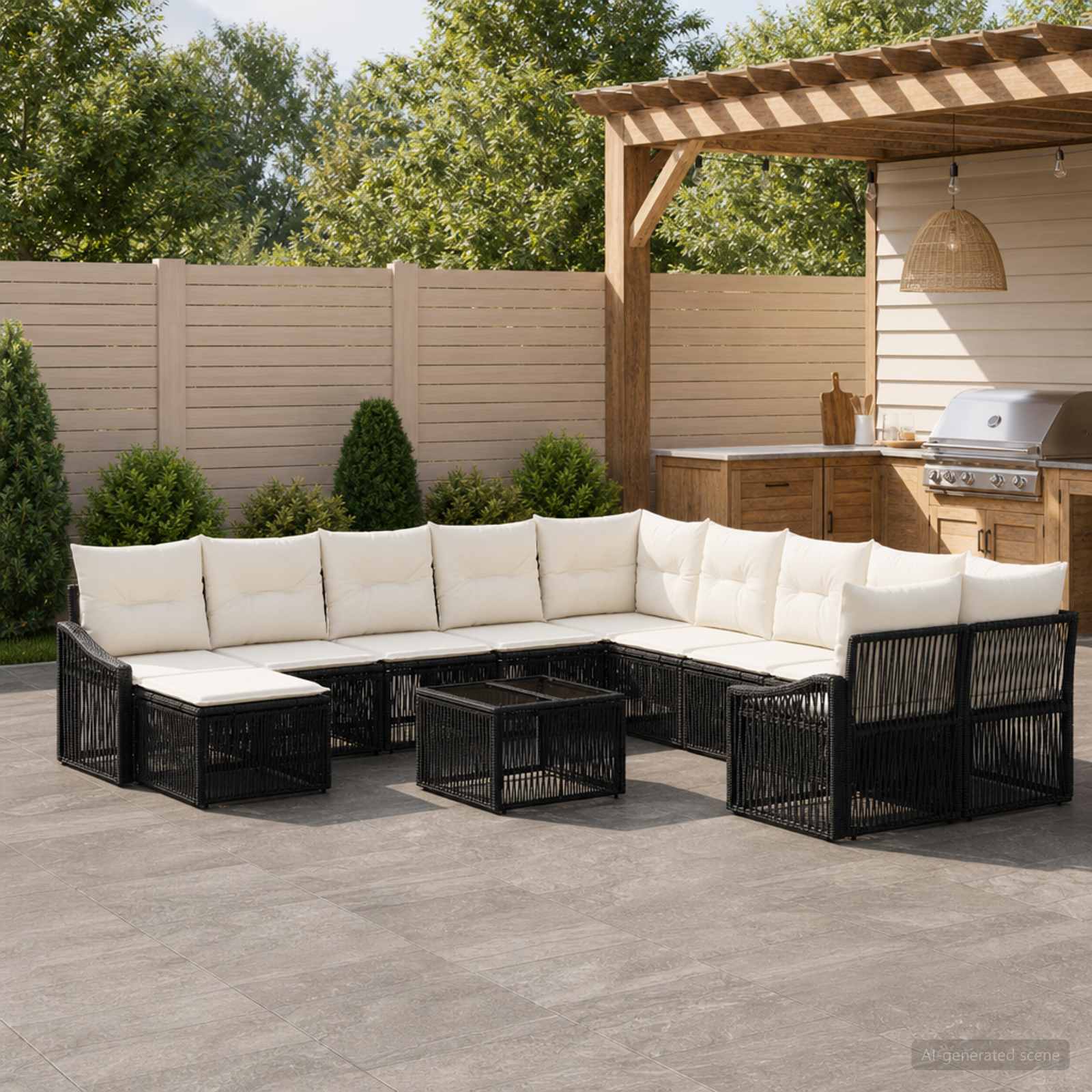 Gartensofa-set 12 stk. Schwarz Poly-Rattan