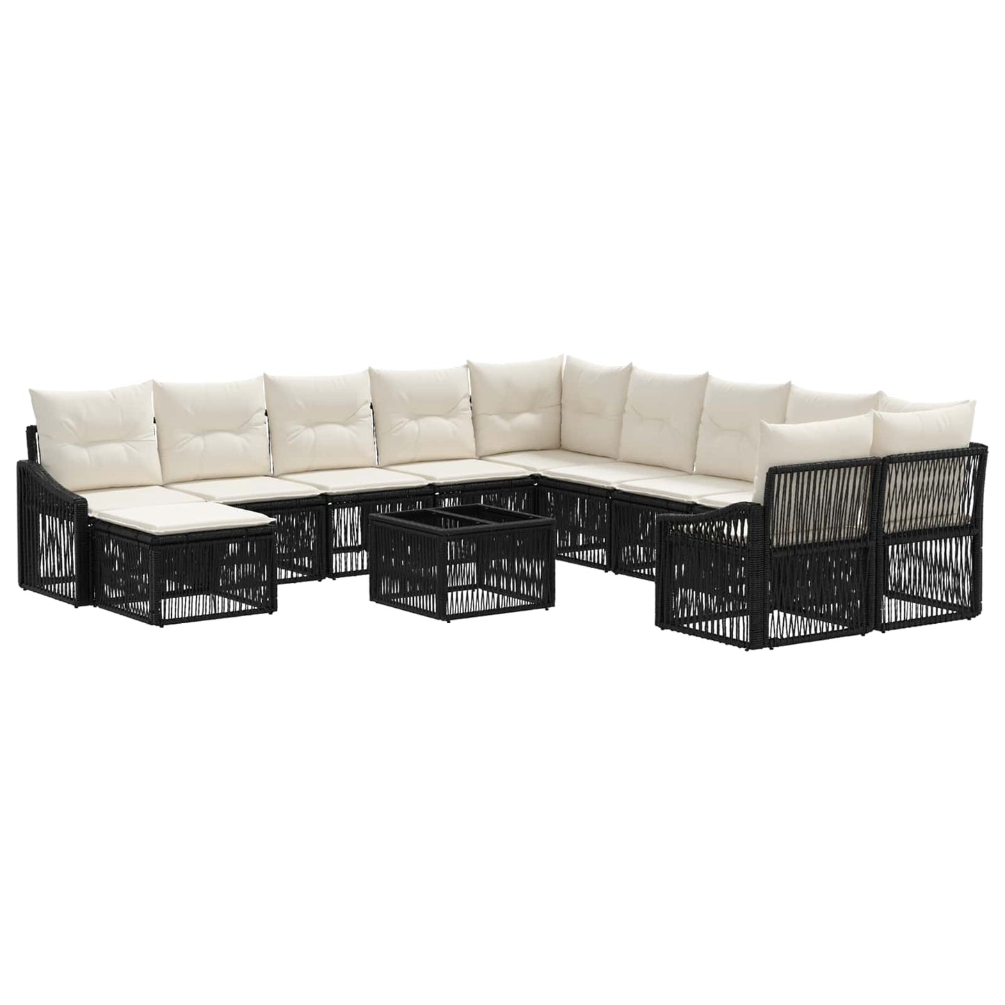Gartensofa-set 12 stk. Schwarz Poly-Rattan