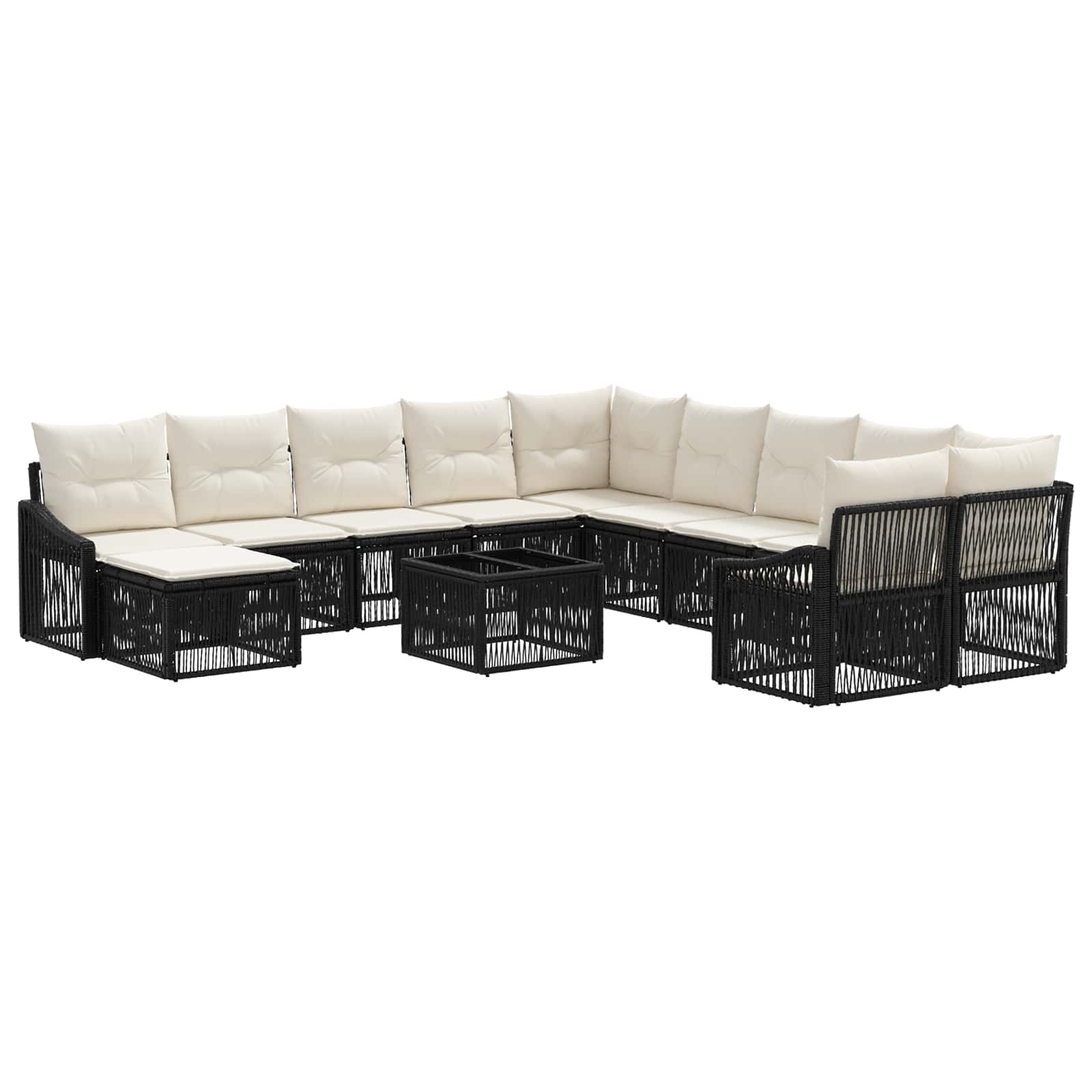 Gartensofa-set 12 stk. Schwarz Poly-Rattan