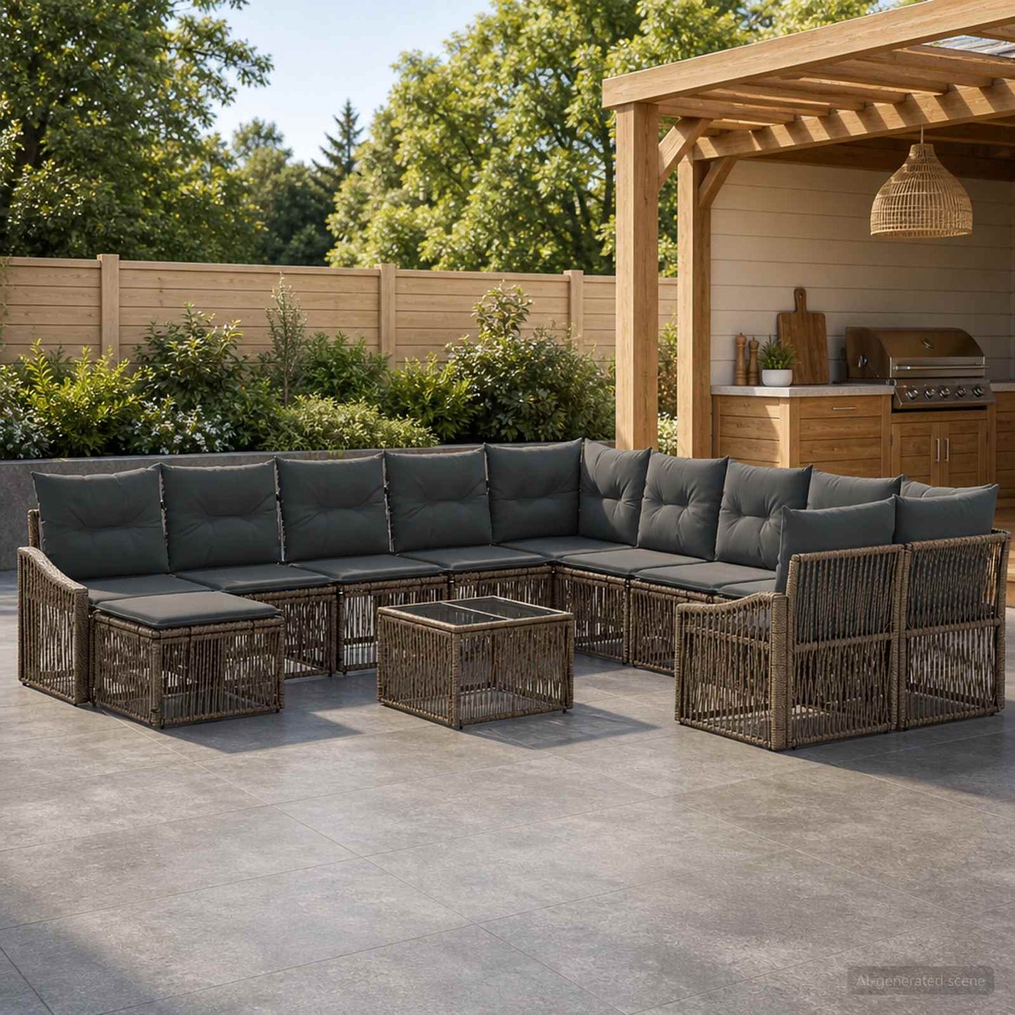 Gartensofa-set 12 stk. Grau Poly-Rattan