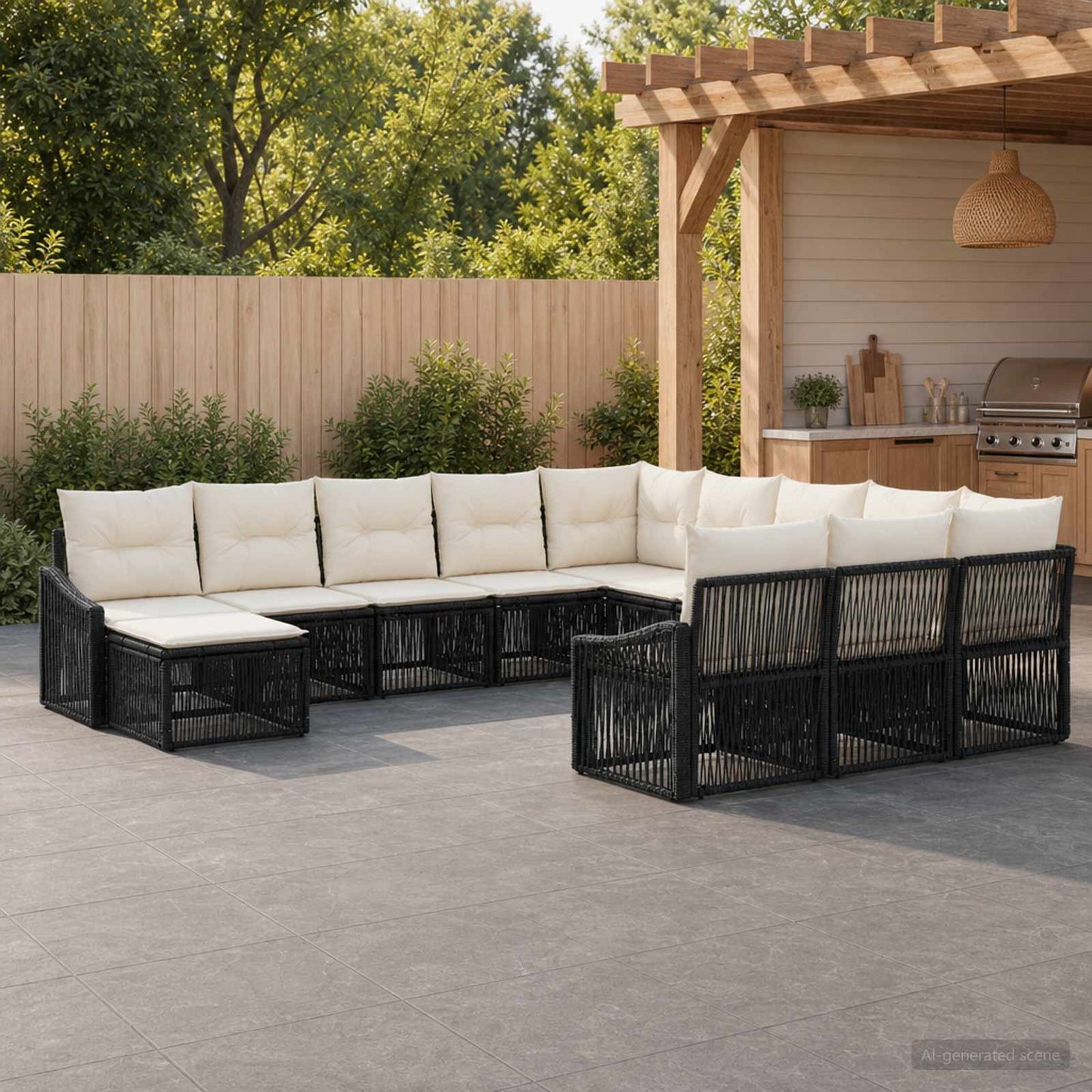 Gartensofa-set 12 stk. Schwarz Poly-Rattan