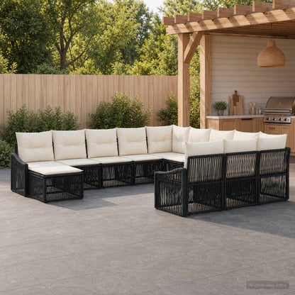 Gartensofa-set 12 stk. Schwarz Poly-Rattan