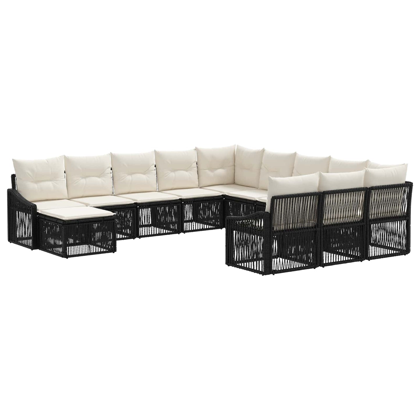Gartensofa-set 12 stk. Schwarz Poly-Rattan