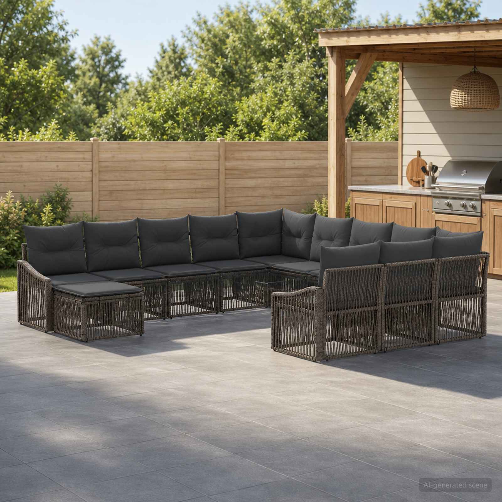 Gartensofa-set 12 pcs Grau Poly-Rattan