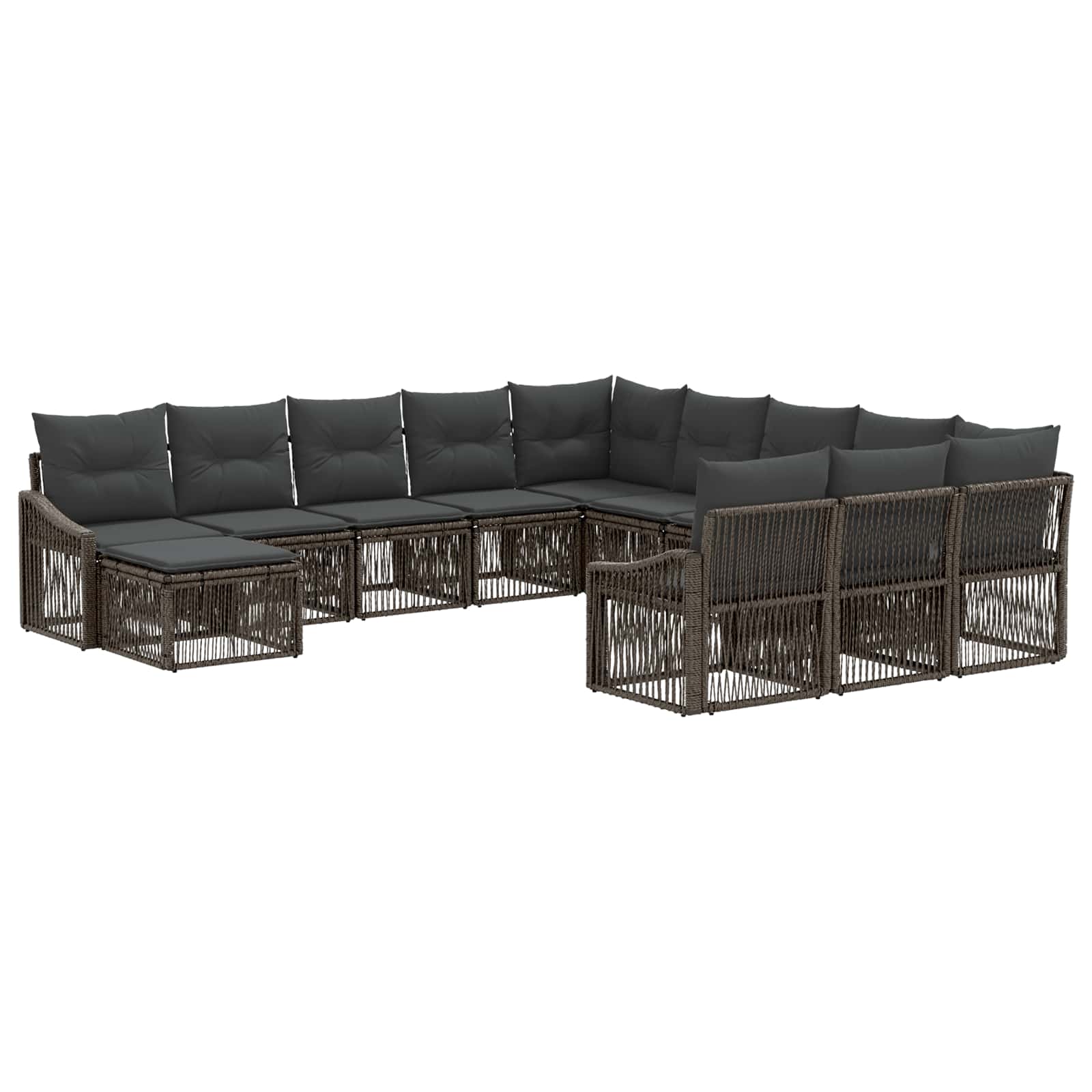 Gartensofa-set 12 pcs Grau Poly-Rattan