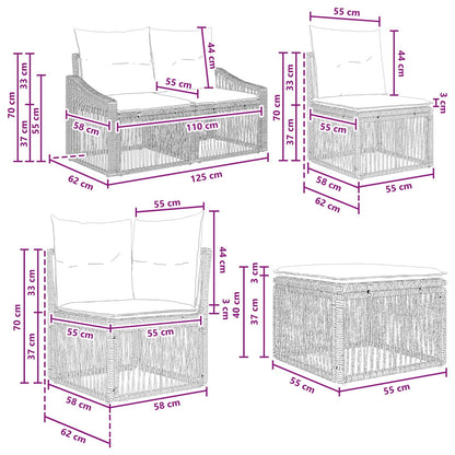 Gartensofa-set 12 stk. Grau Poly-Rattan