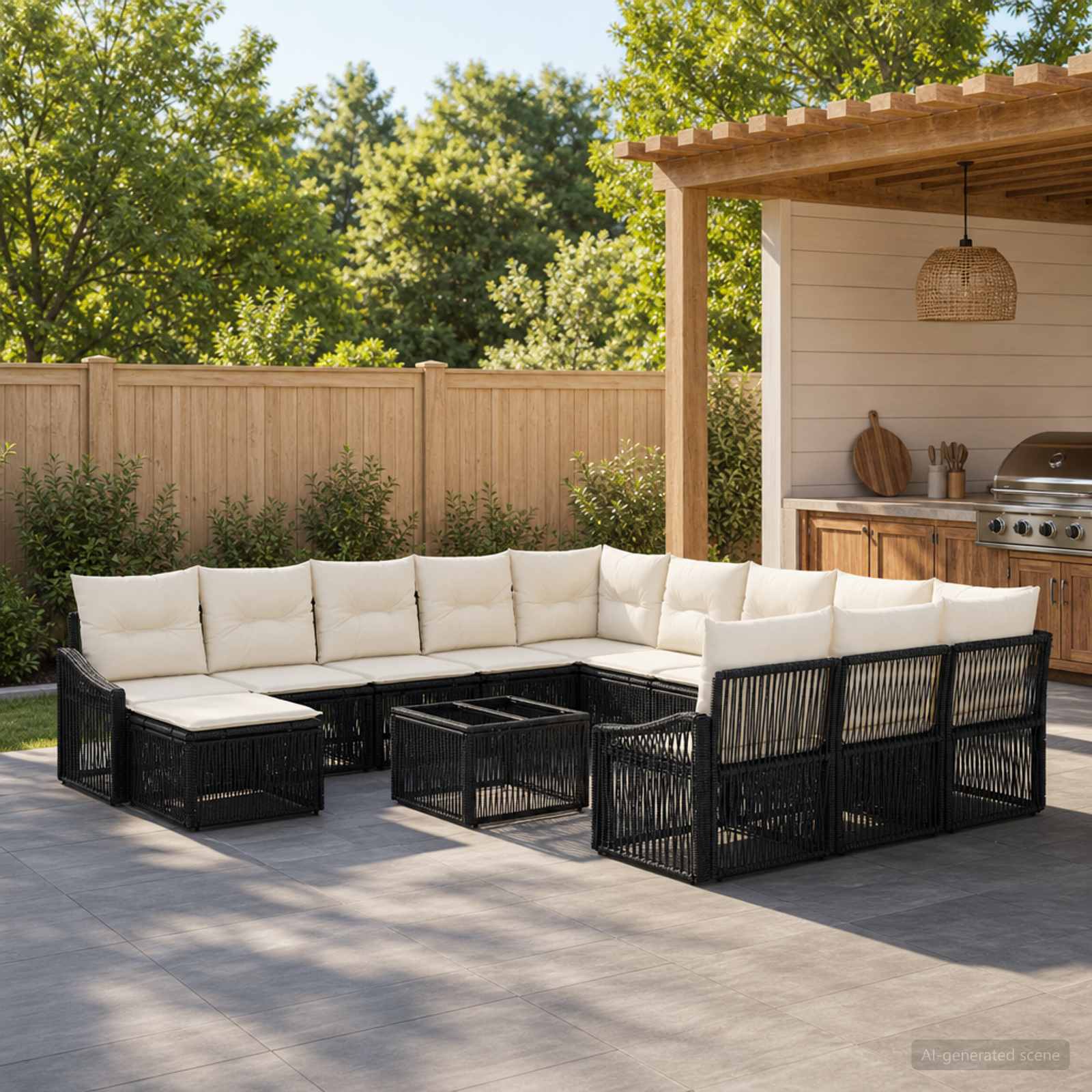Gartensofa-set 13 stk. Schwarz Poly-Rattan