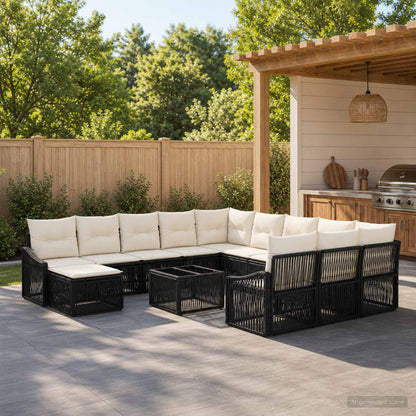 Gartensofa-set 13 stk. Schwarz Poly-Rattan