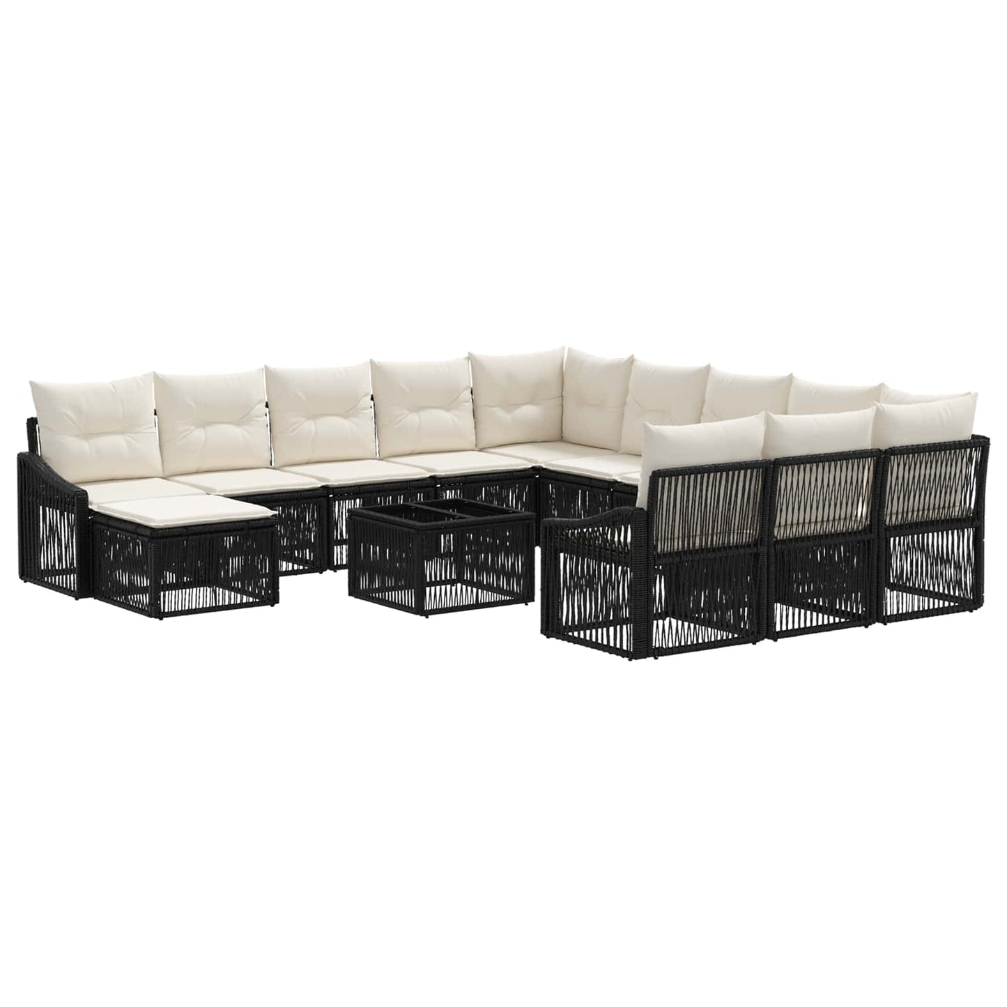 Gartensofa-set 13 stk. Schwarz Poly-Rattan