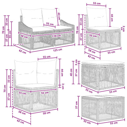 Gartensofa-set 13 stk. Schwarz Poly-Rattan