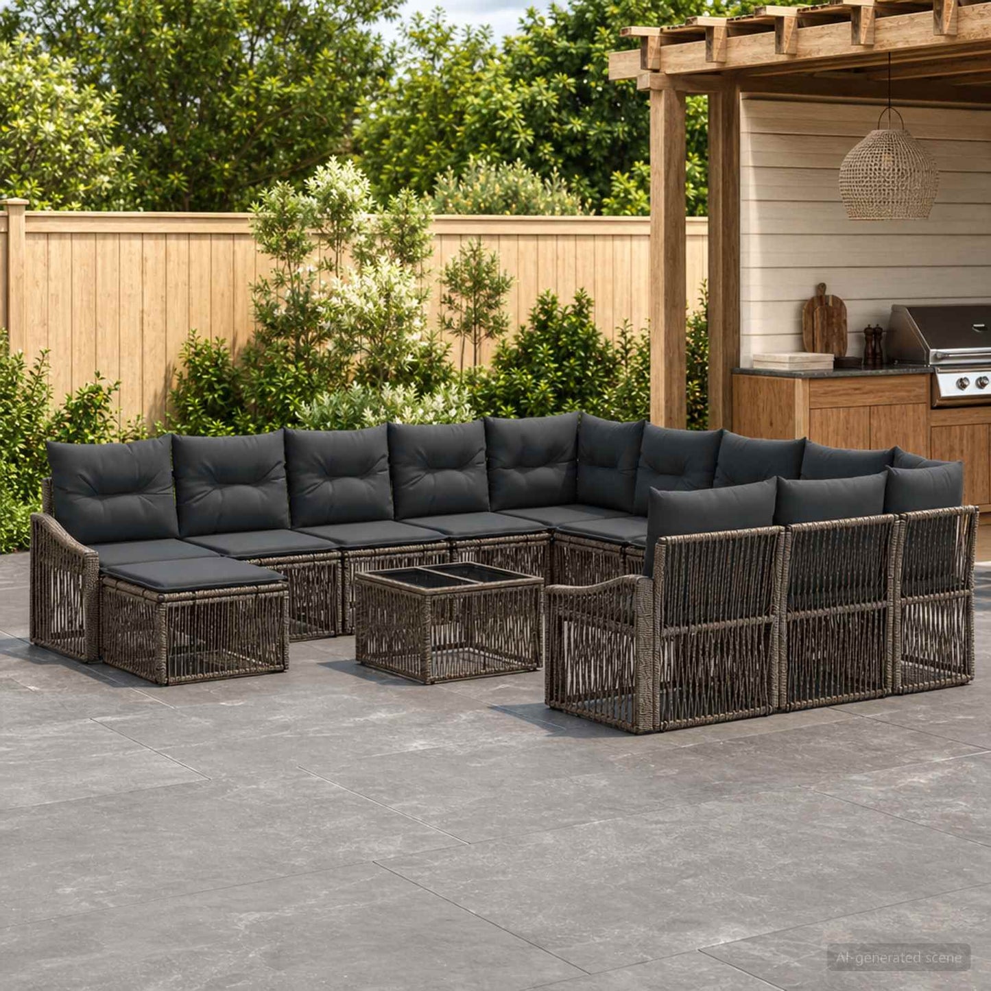 Gartensofa-set 13 stk. Grau Poly-Rattan