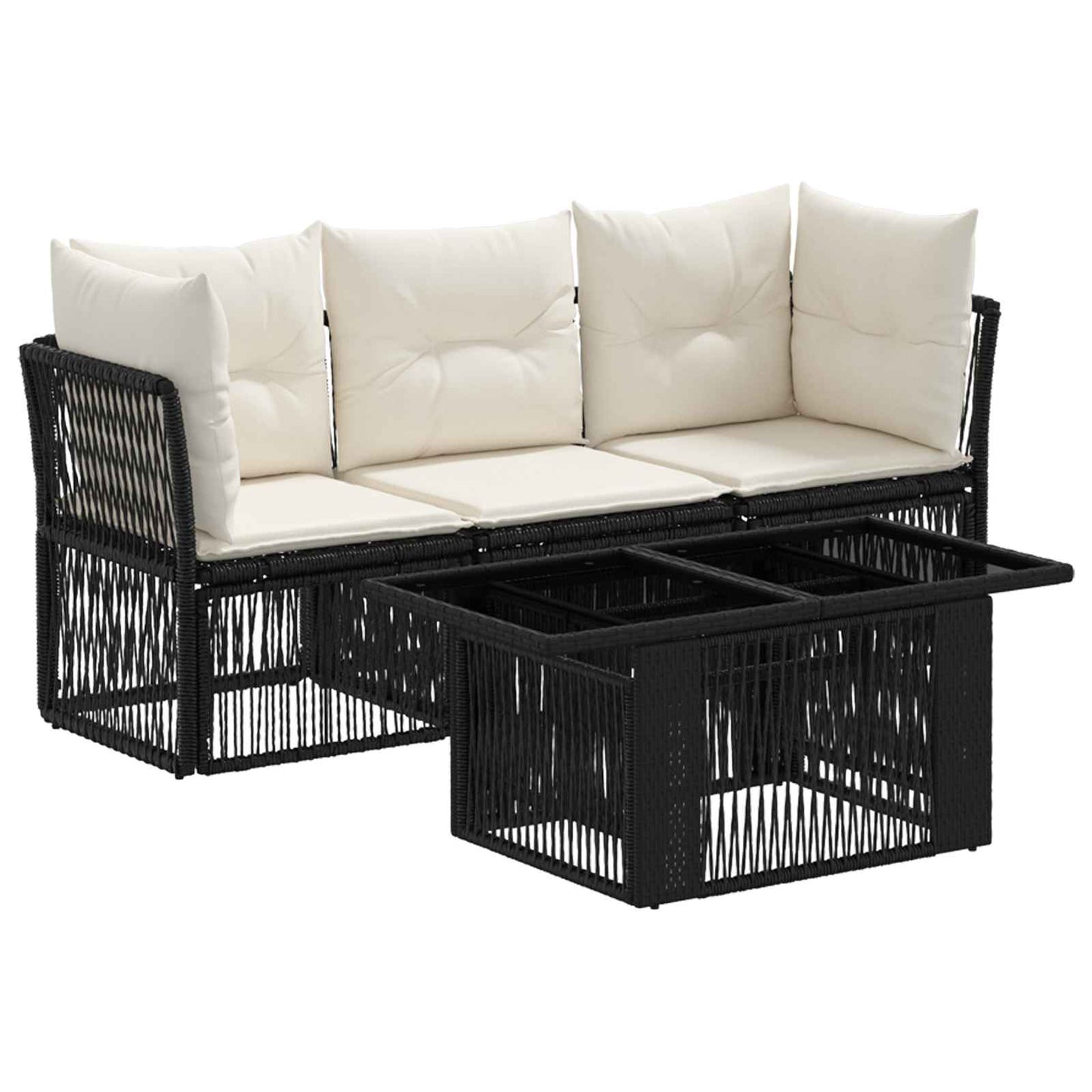 Gartensofa-set 4 stk. Schwarz Poly-Rattan