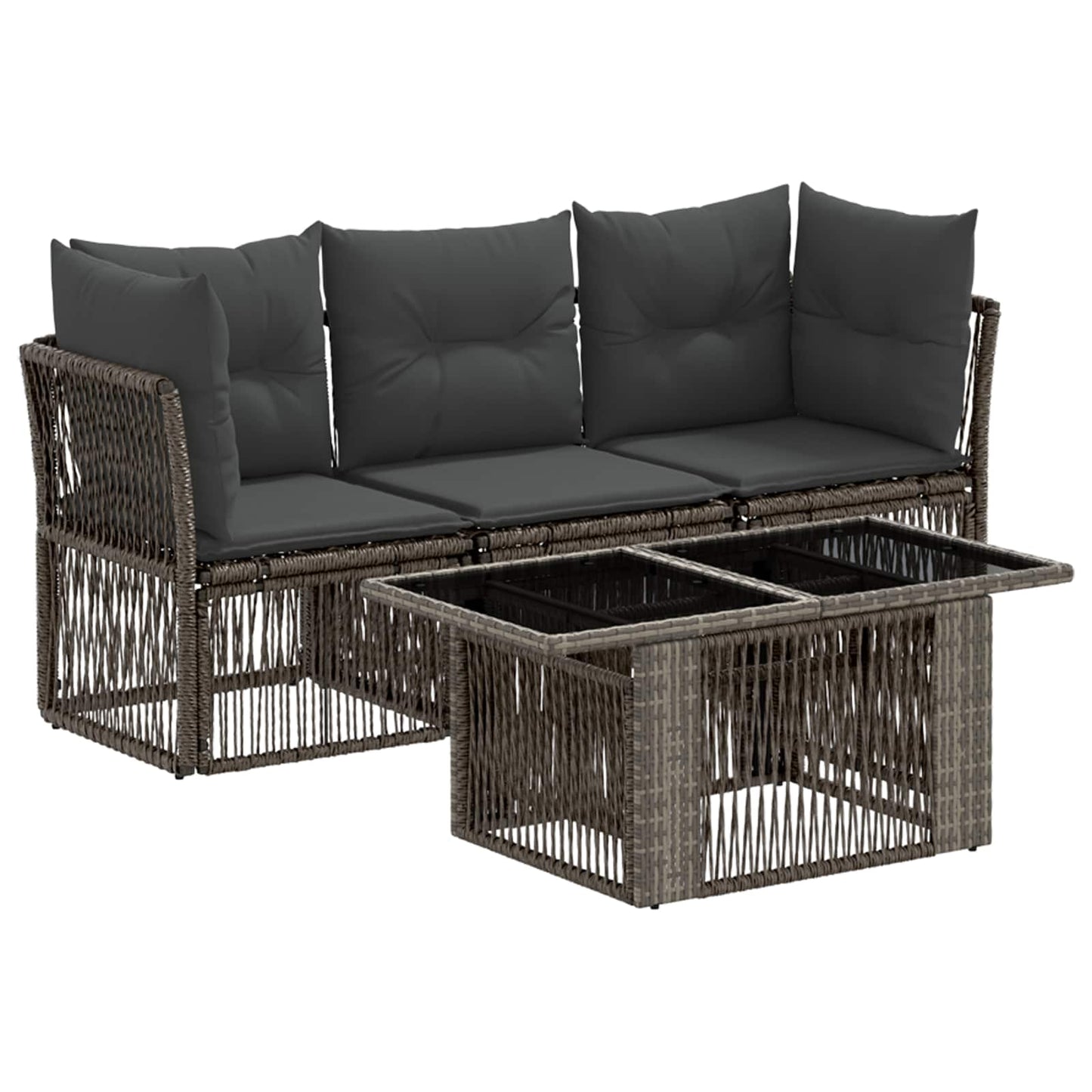 Gartensofa-set 4 stk. Grau Poly-Rattan