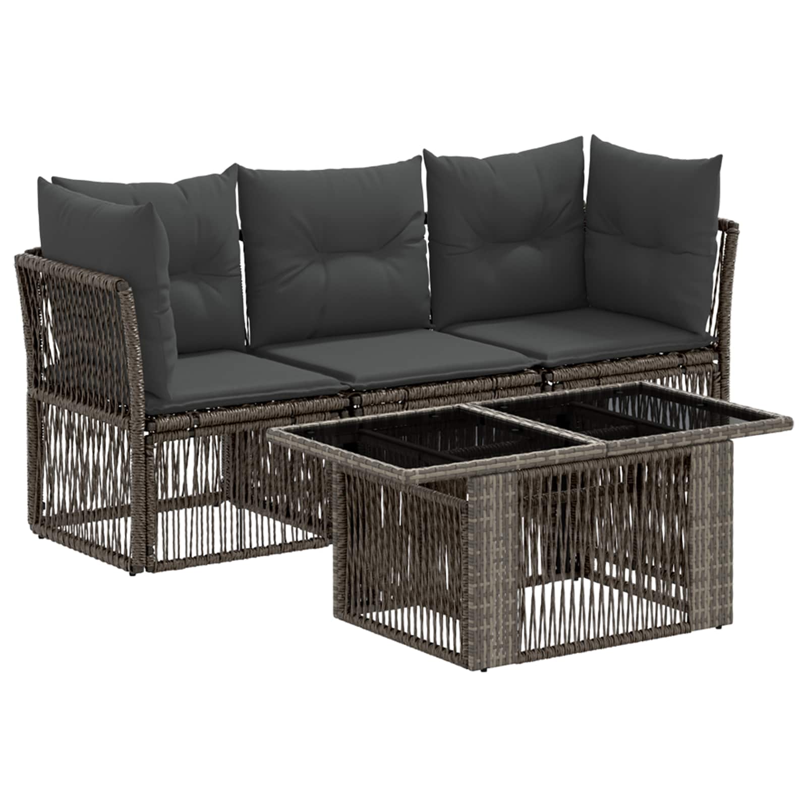 Gartensofa-set 4 stk. Grau Poly-Rattan