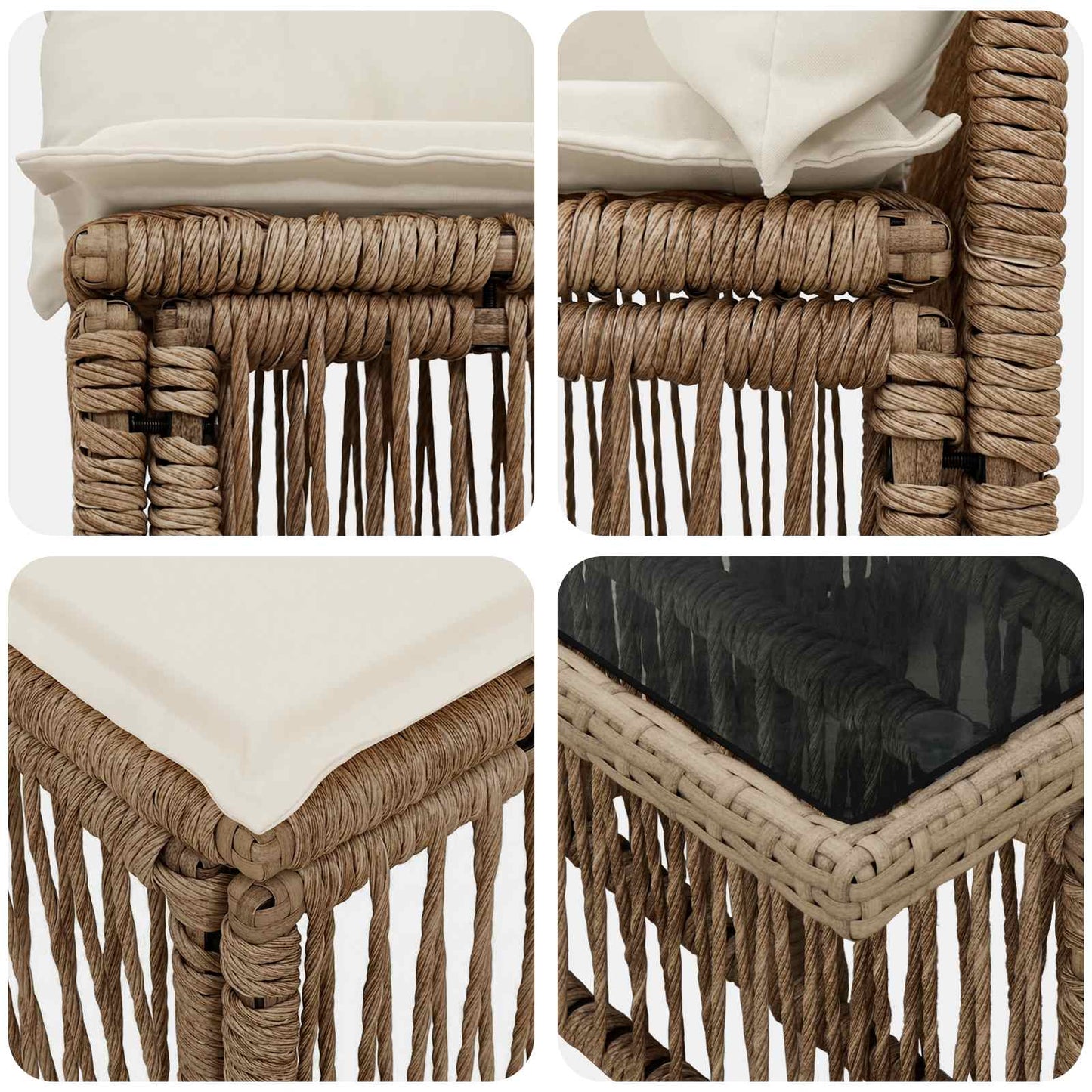 Gartensofa-set 4 stk. Beige Poly-Rattan