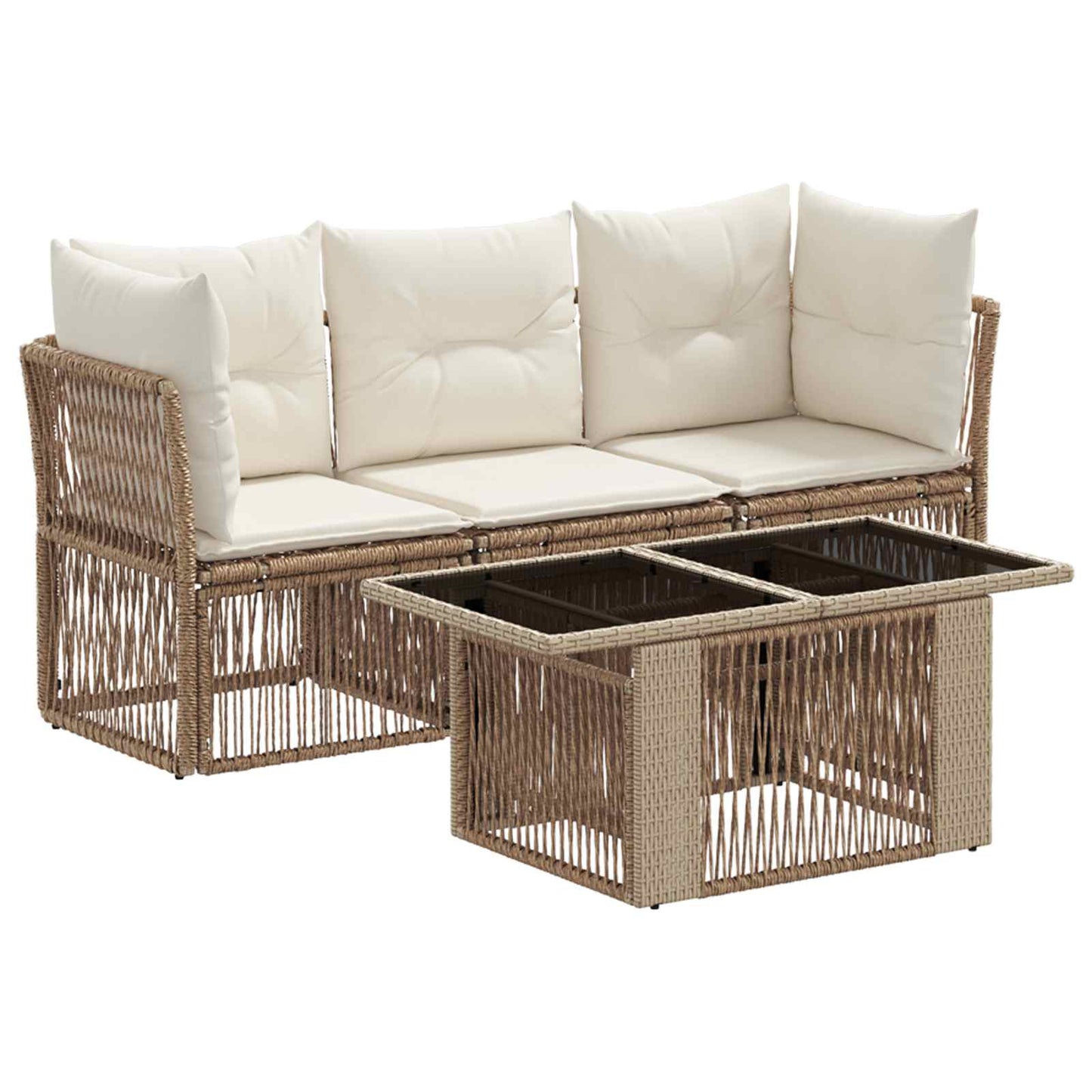 Gartensofa-set 4 stk. Beige Poly-Rattan