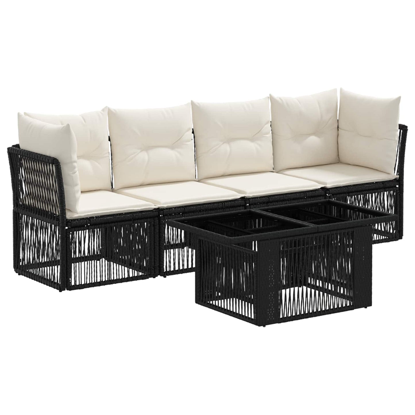 Gartensofa-set 5 stk. Schwarz Poly-Rattan
