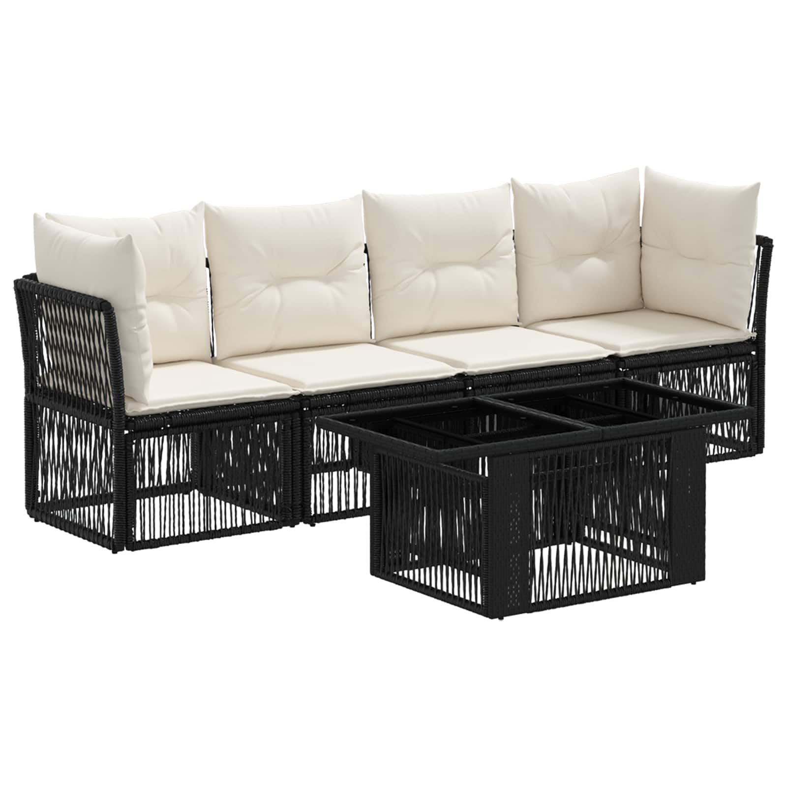 Gartensofa-set 5 stk. Schwarz Poly-Rattan