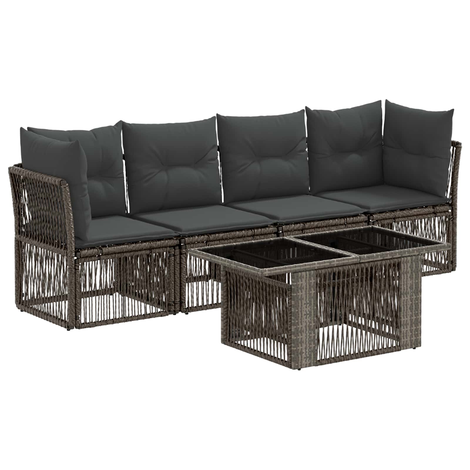 Gartensofa-set 5 stk. Grau Poly-Rattan