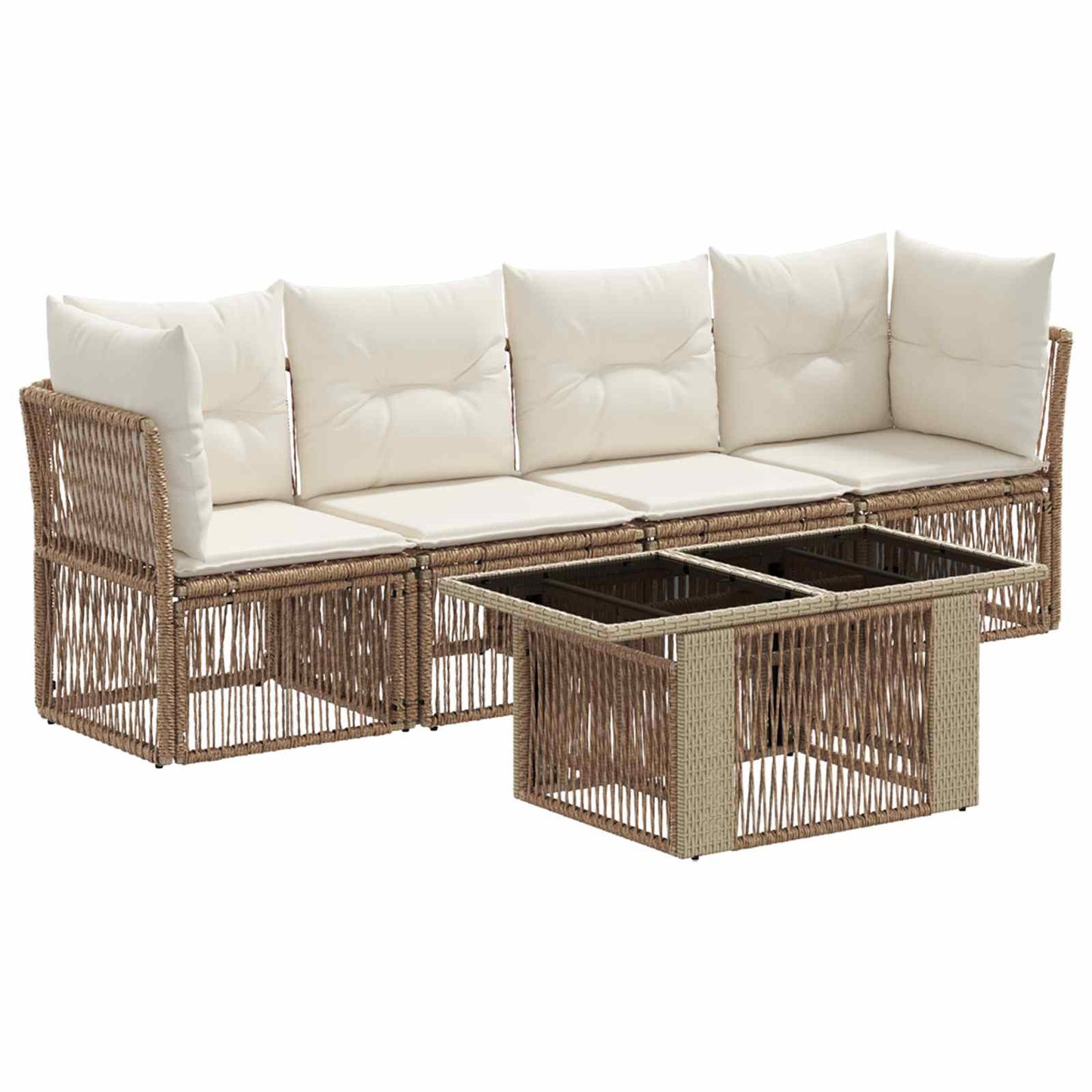 Gartensofa-set 5 stk. Beige Poly-Rattan
