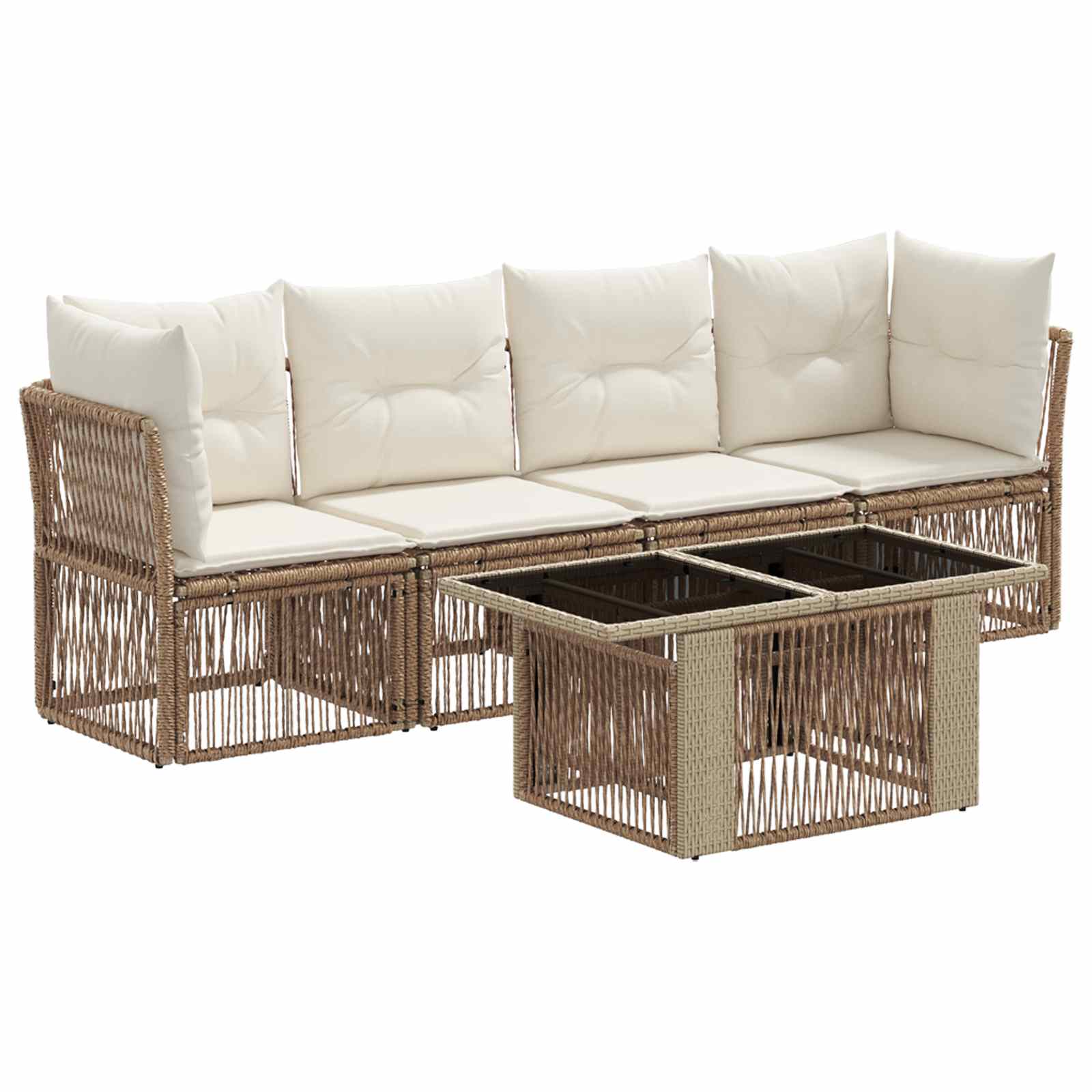 Gartensofa-set 5 stk. Beige Poly-Rattan