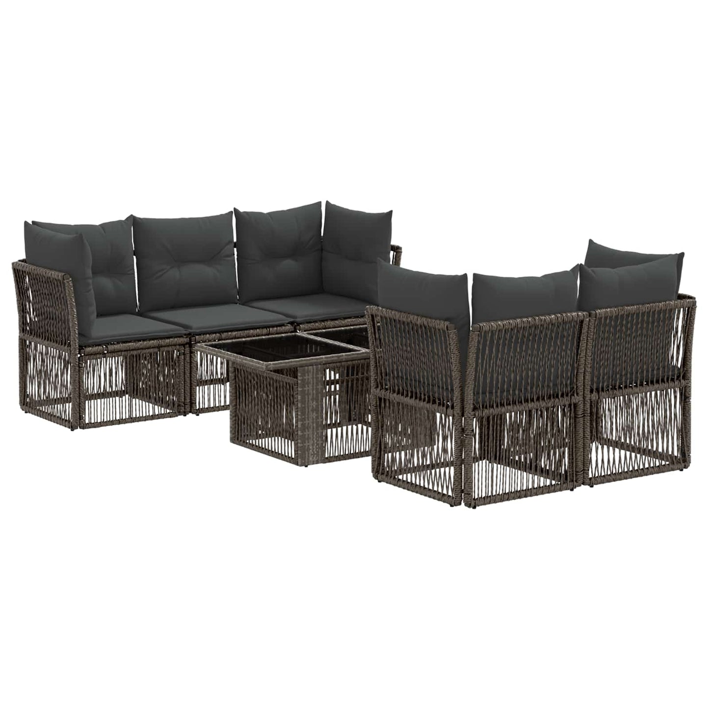 Gartensofa-set 6 stk. Grau Poly-Rattan
