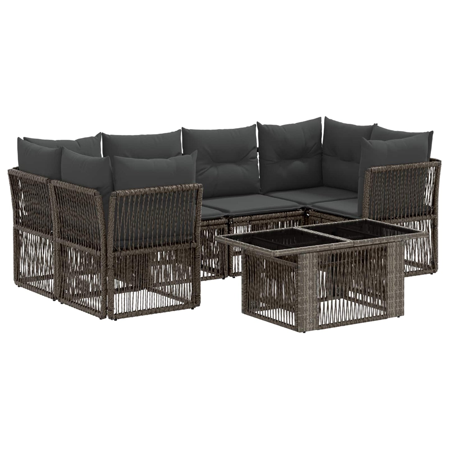 Gartensofa-set 7 stk. Grau Poly-Rattan