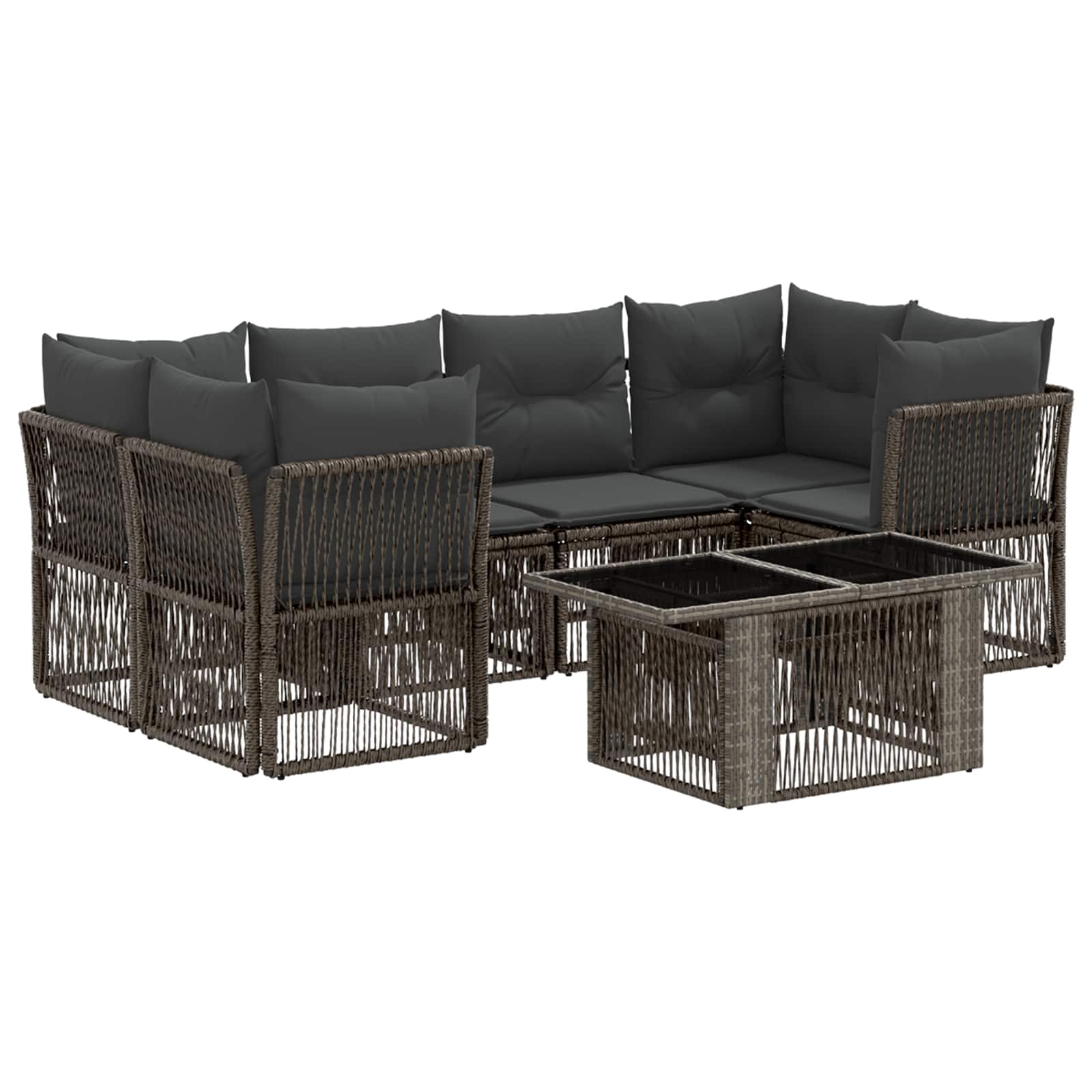 Gartensofa-set 7 stk. Grau Poly-Rattan