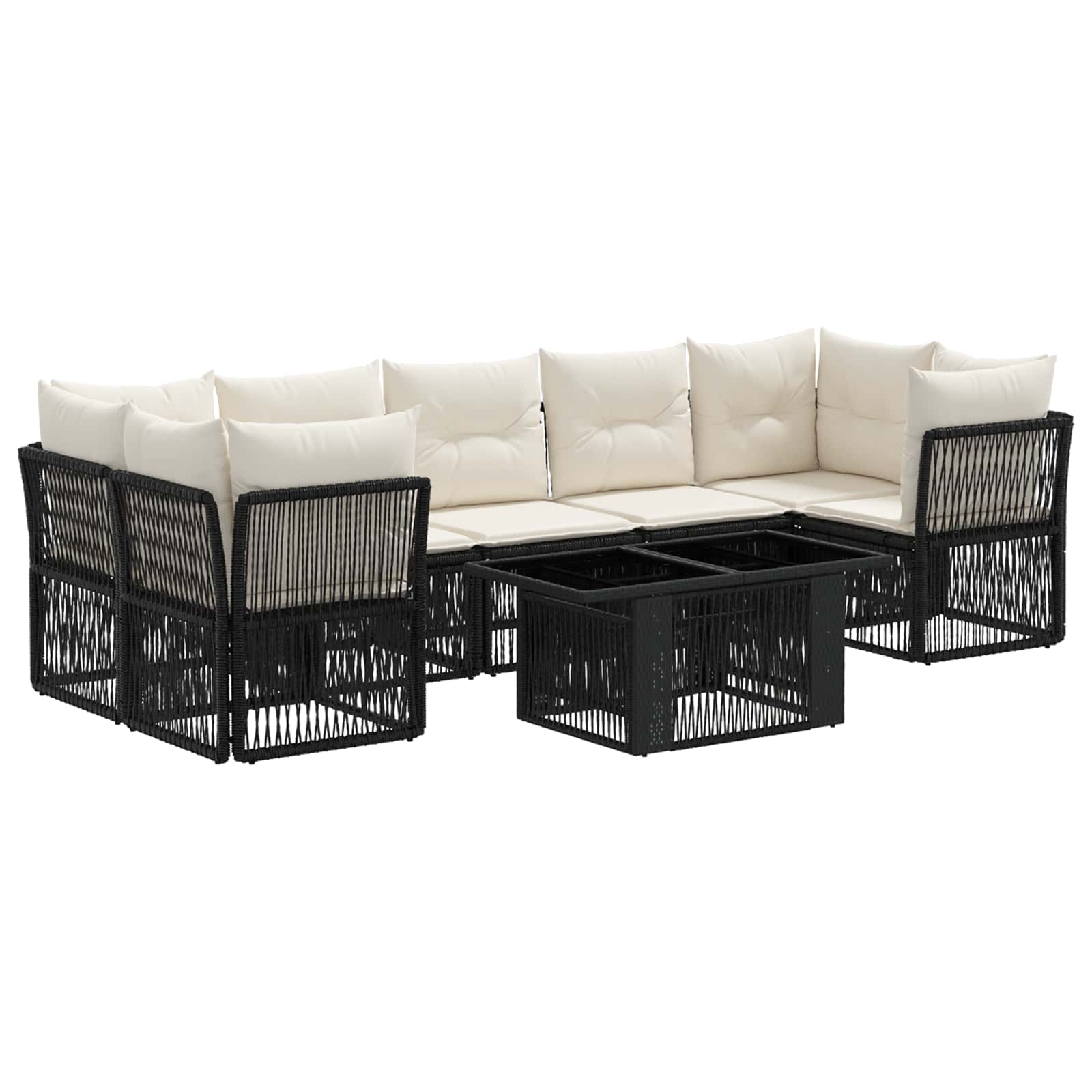 Gartensofa-set 8 stk. Schwarz Poly-Rattan