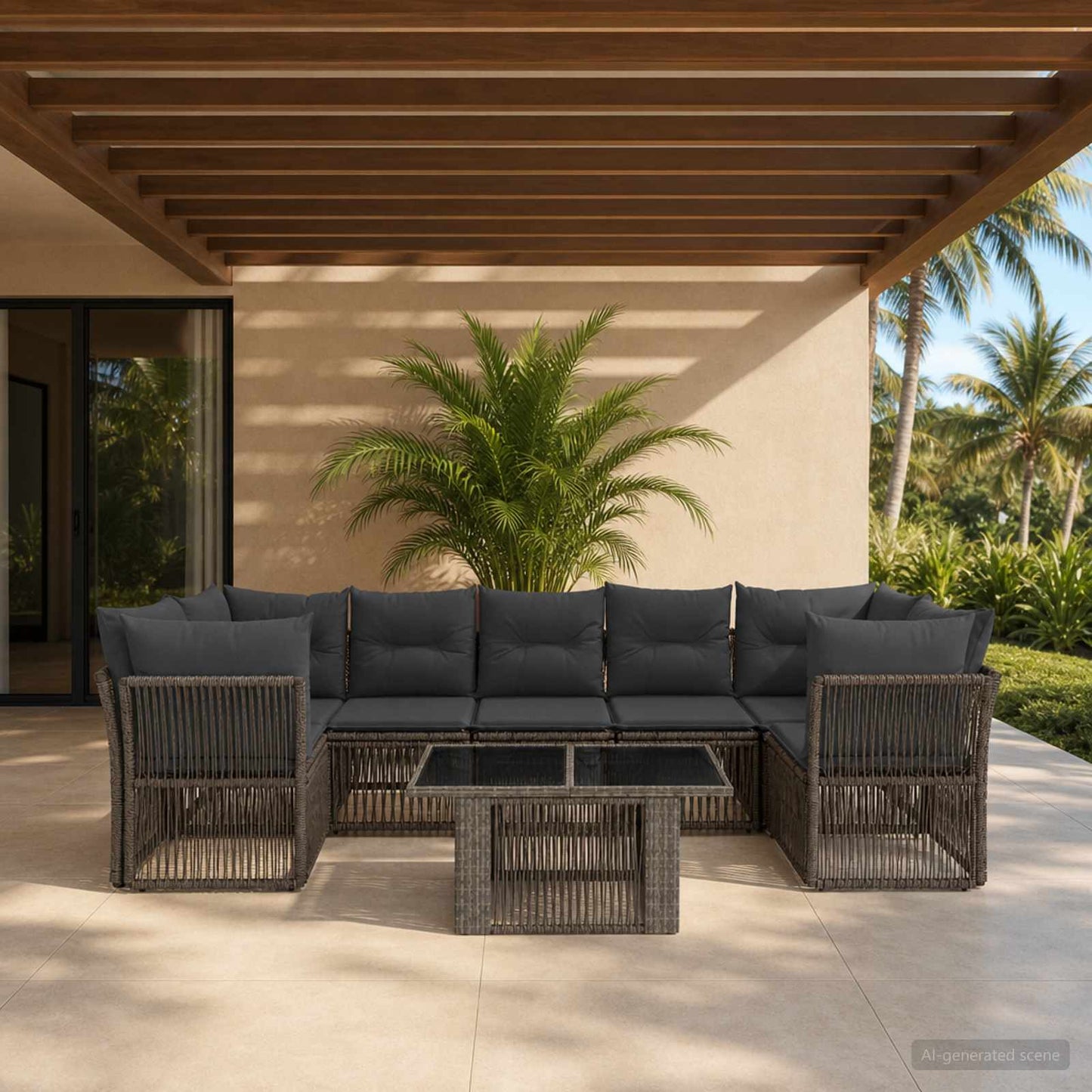 Gartensofa-set 8 stk. Grau Poly-Rattan