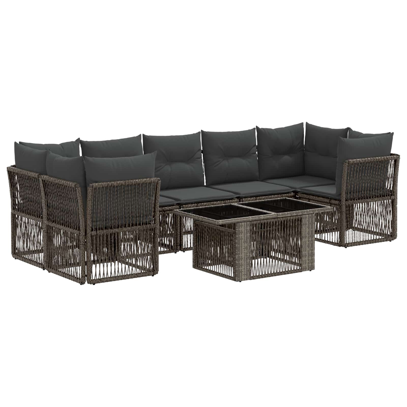 Gartensofa-set 8 stk. Grau Poly-Rattan