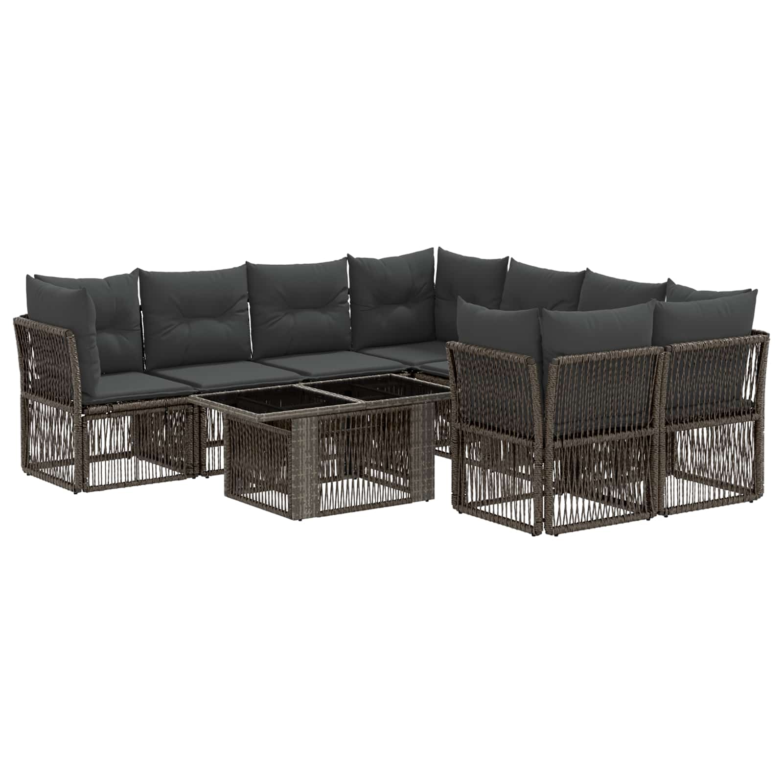 Gartensofa-set 9 stk. Grau Poly-Rattan