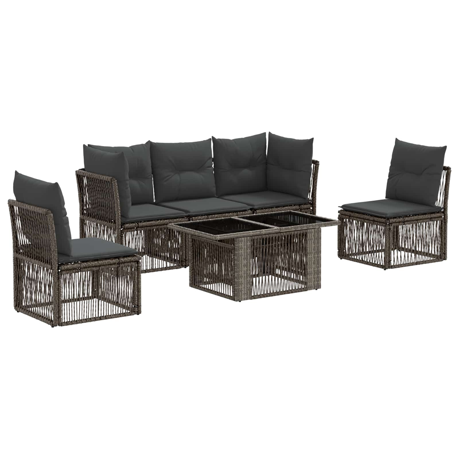 Gartensofa-set 6 stk. Grau Poly-Rattan
