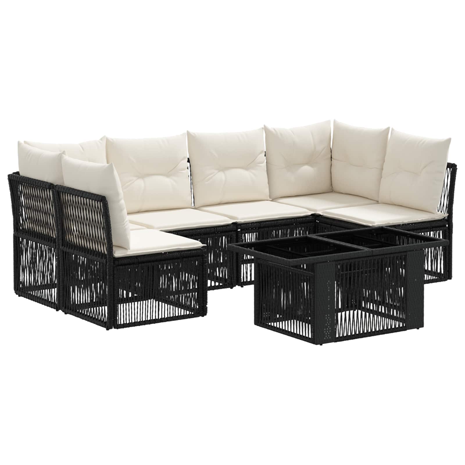 Gartensofa-set 7 stk. Schwarz Poly-Rattan