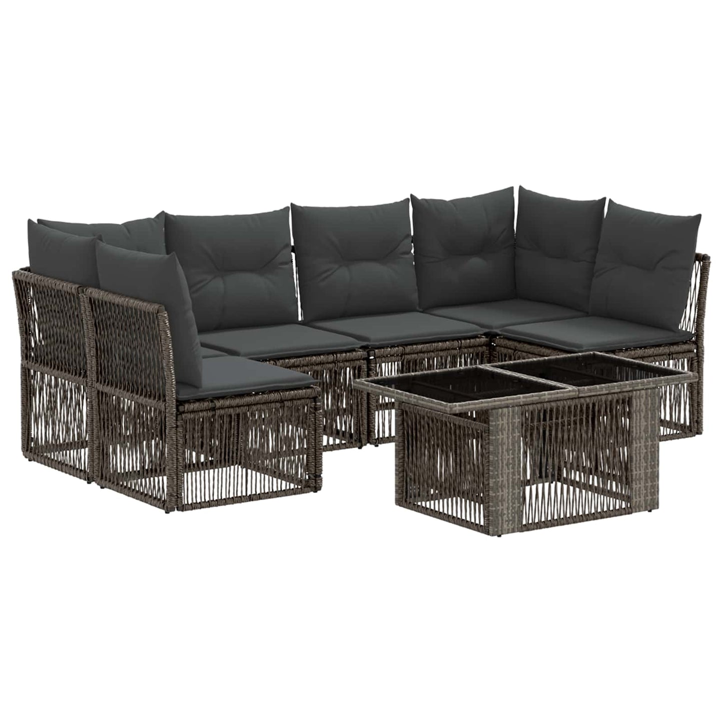 Gartensofa-set 7 stk. Grau Poly-Rattan