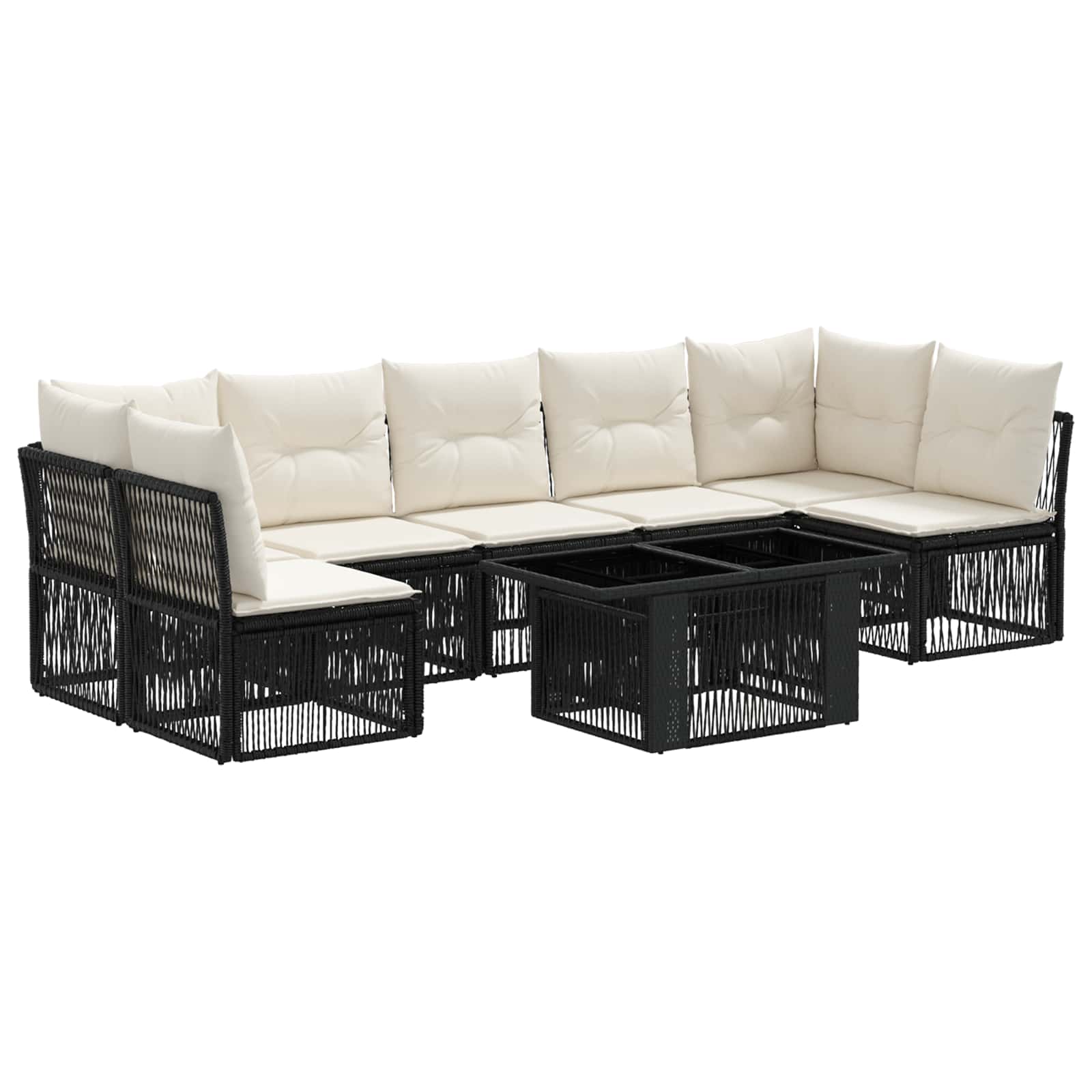 Gartensofa-set 7 stk. Schwarz Poly-Rattan