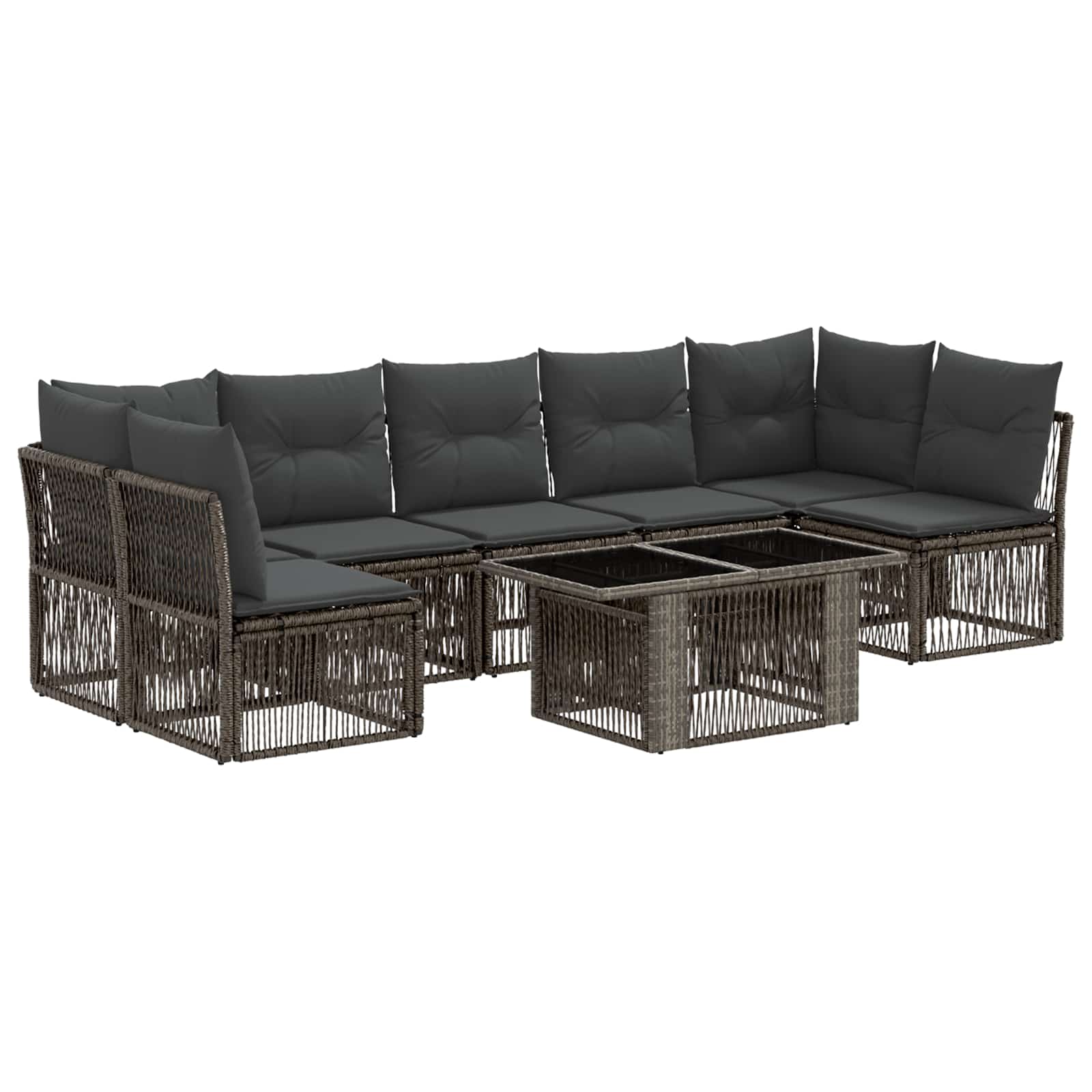 Gartensofa-set 7 stk. Grau Poly-Rattan