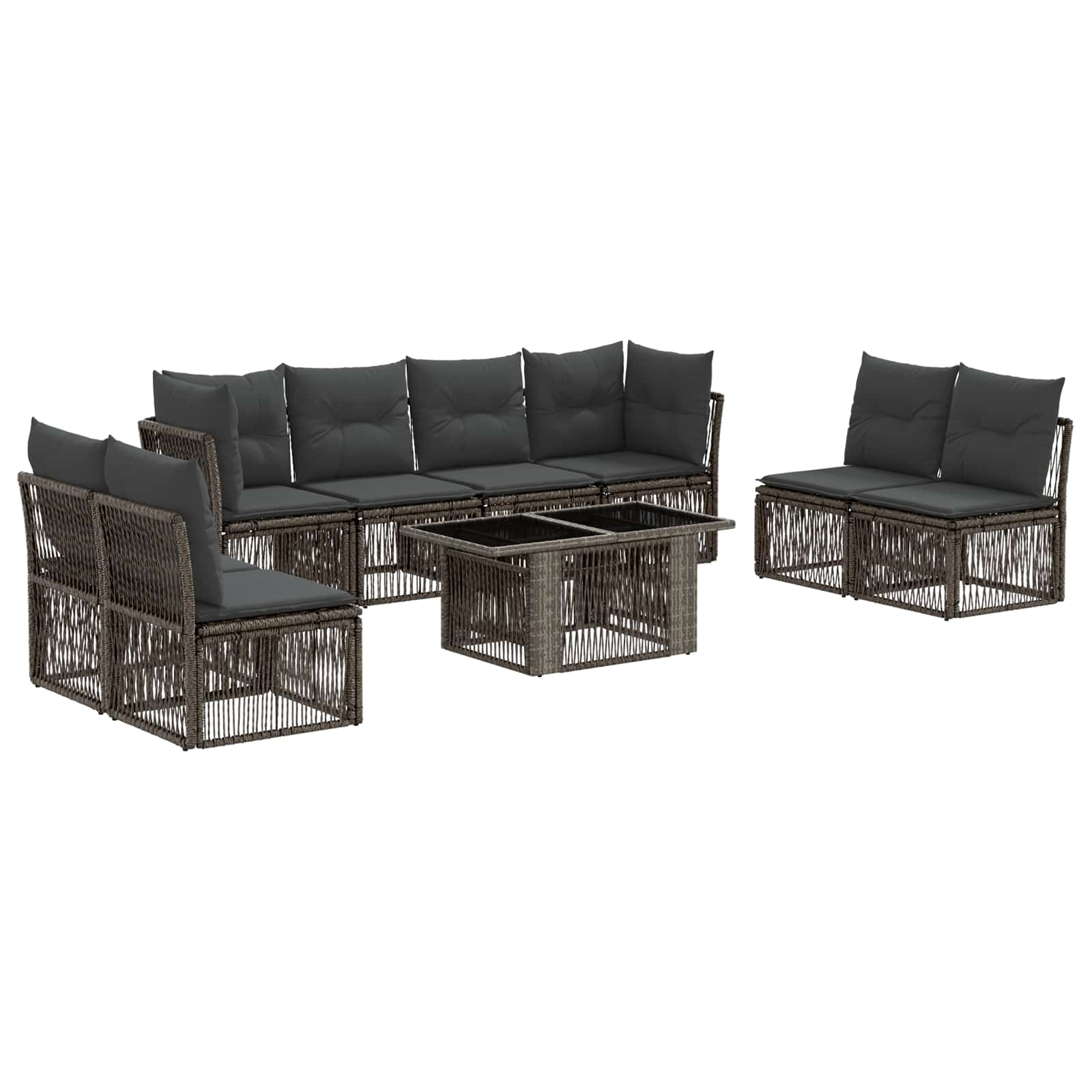 Gartensofa-set 9 stk. Grau Poly-Rattan