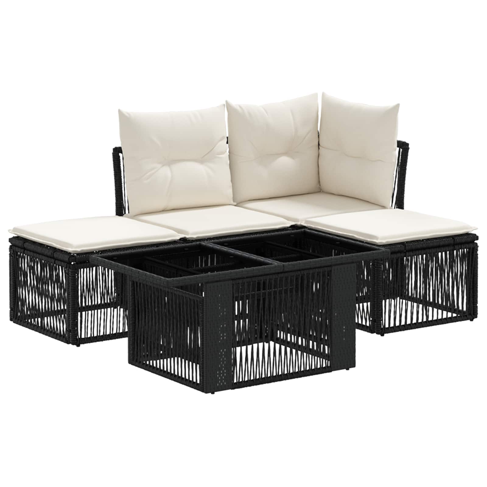 Gartensofa-set 5 stk. Schwarz Poly-Rattan