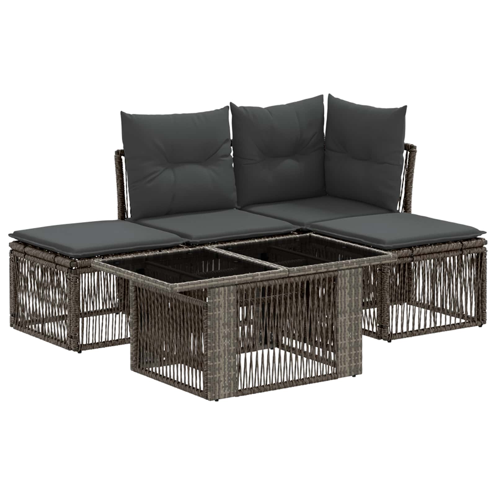 Gartensofa-set 5 stk. Grau Poly-Rattan