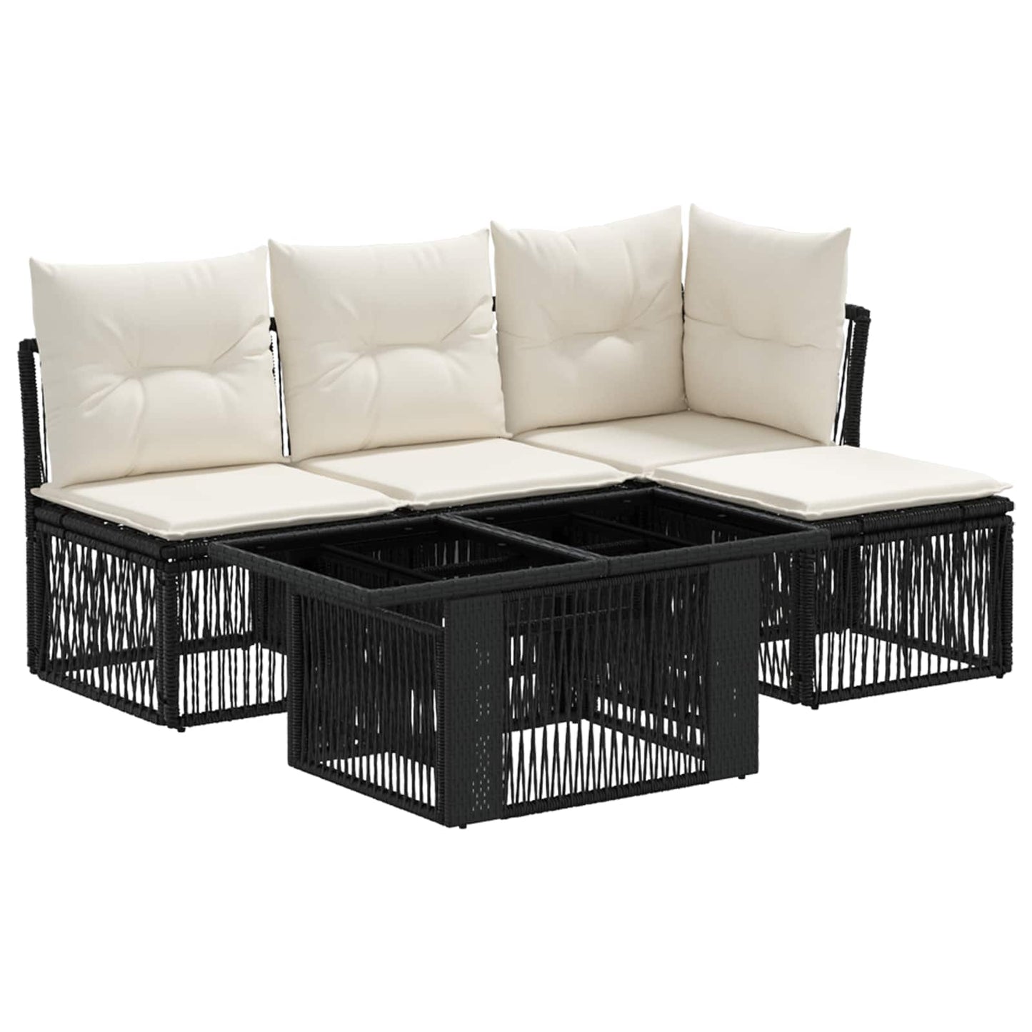 Gartensofa-set 5 stk. Schwarz Poly-Rattan