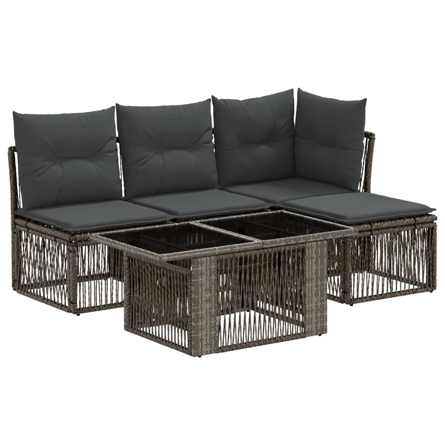 Gartensofa-set 5 stk. Grau Poly-Rattan