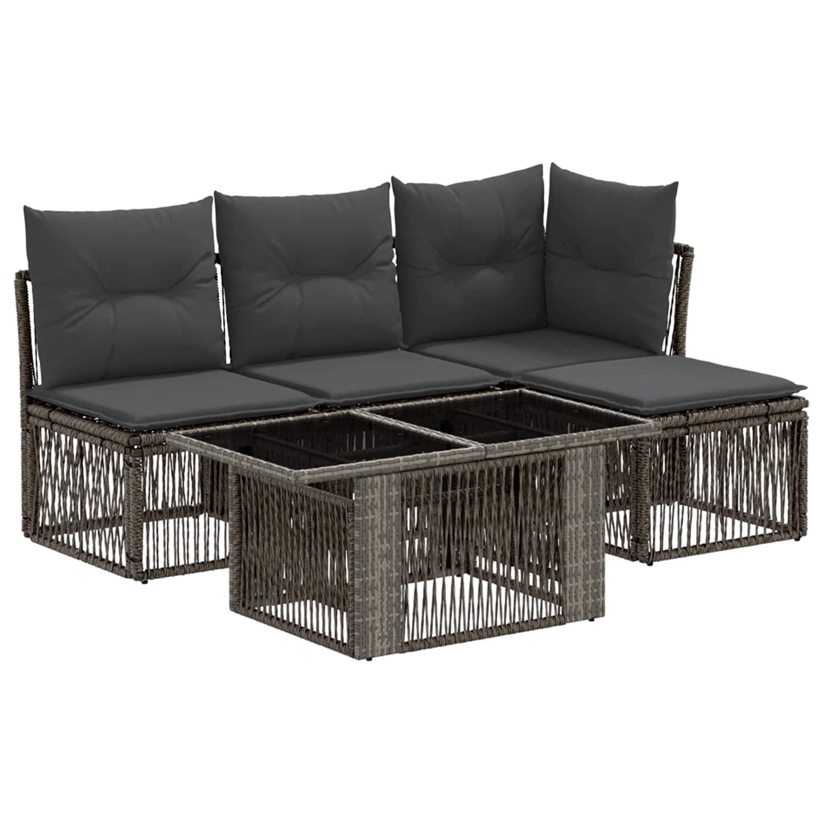 Gartensofa-set 5 stk. Grau Poly-Rattan